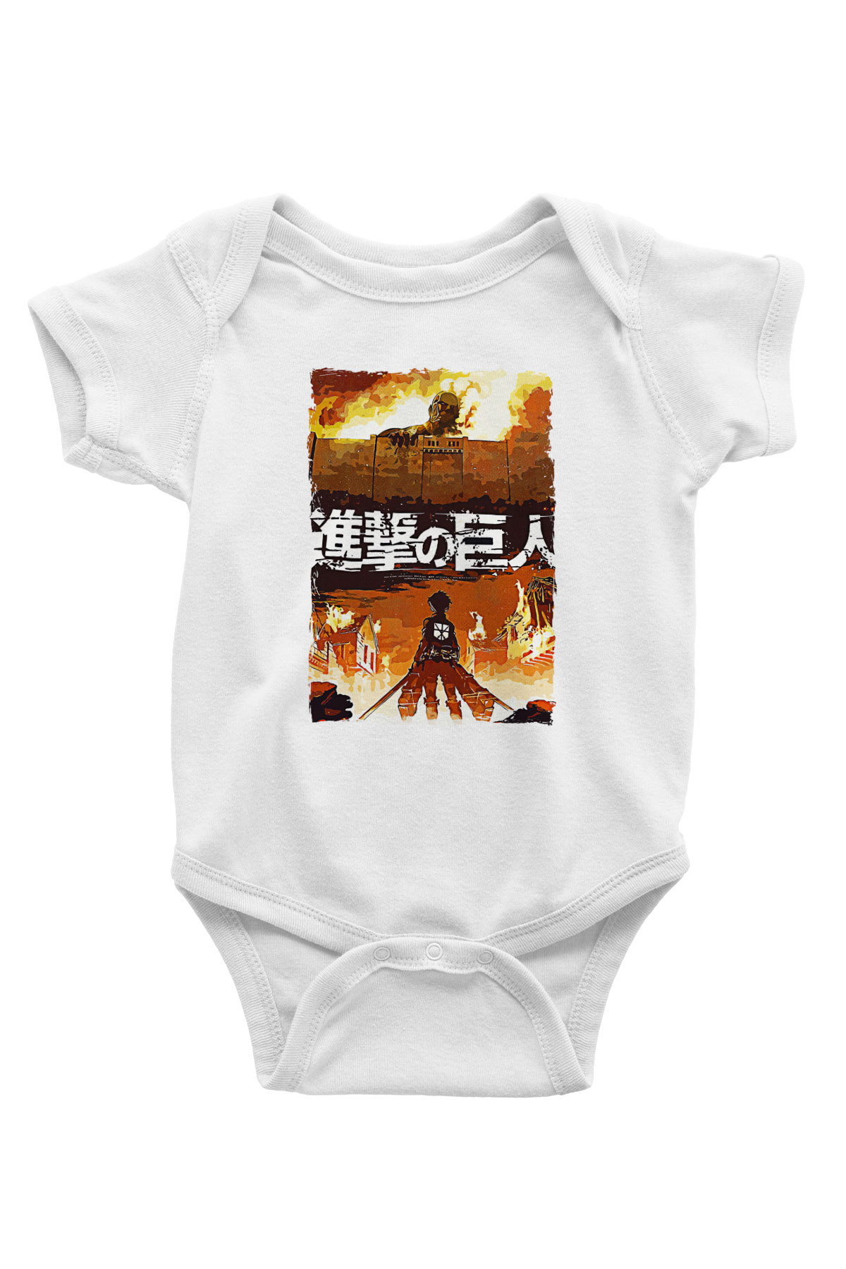Attack On Titan Baskılı Unisex Siyah Bebek Body - Zıbın