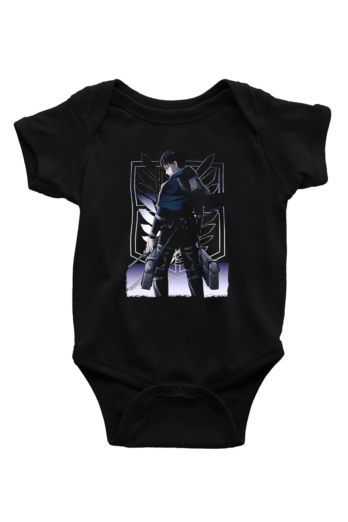 Attack On Titan Baskılı Unisex Siyah Bebek Body - Zıbın
