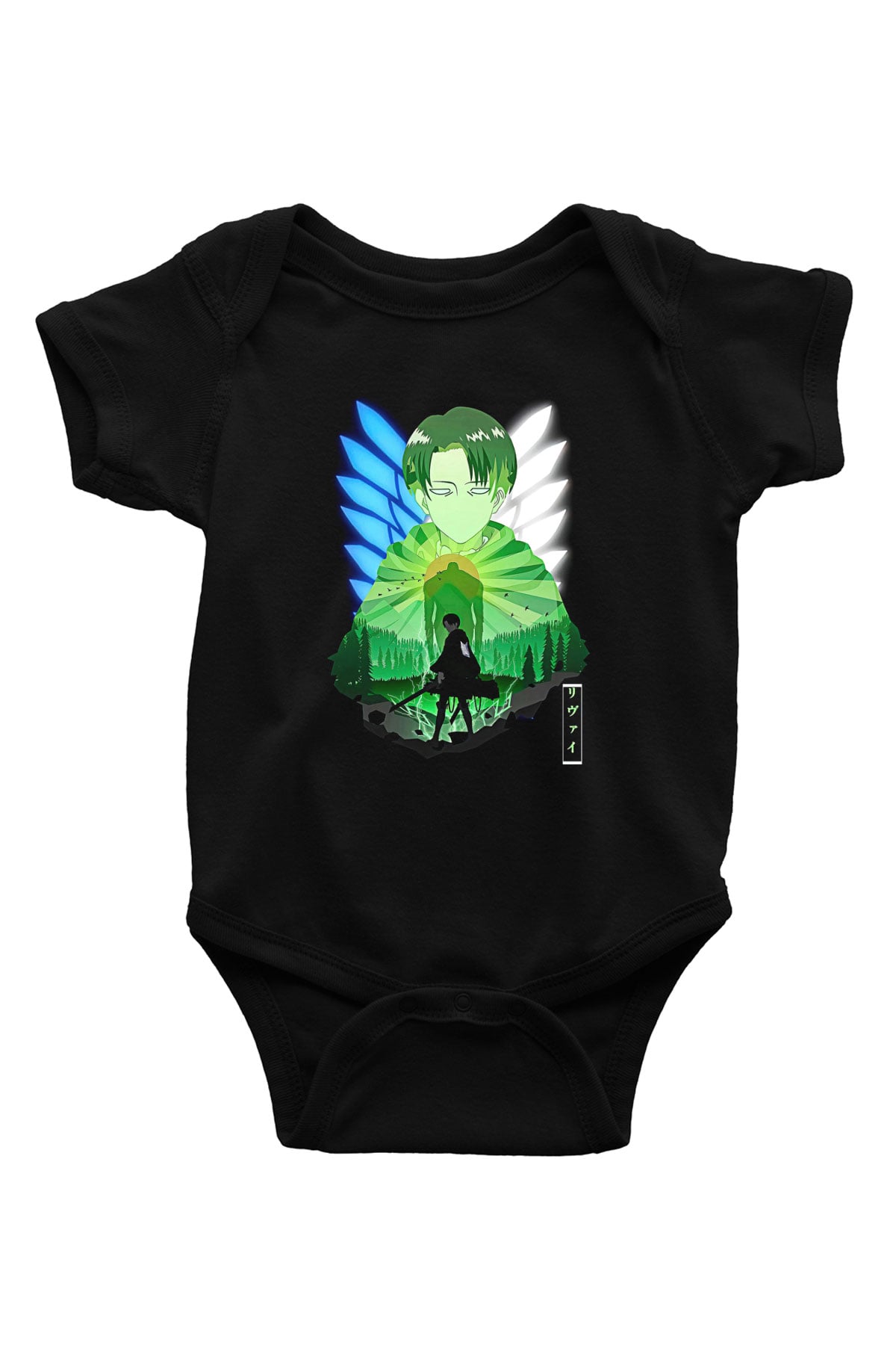 Attack On Titan Baskılı Unisex Siyah Bebek Body - Zıbın