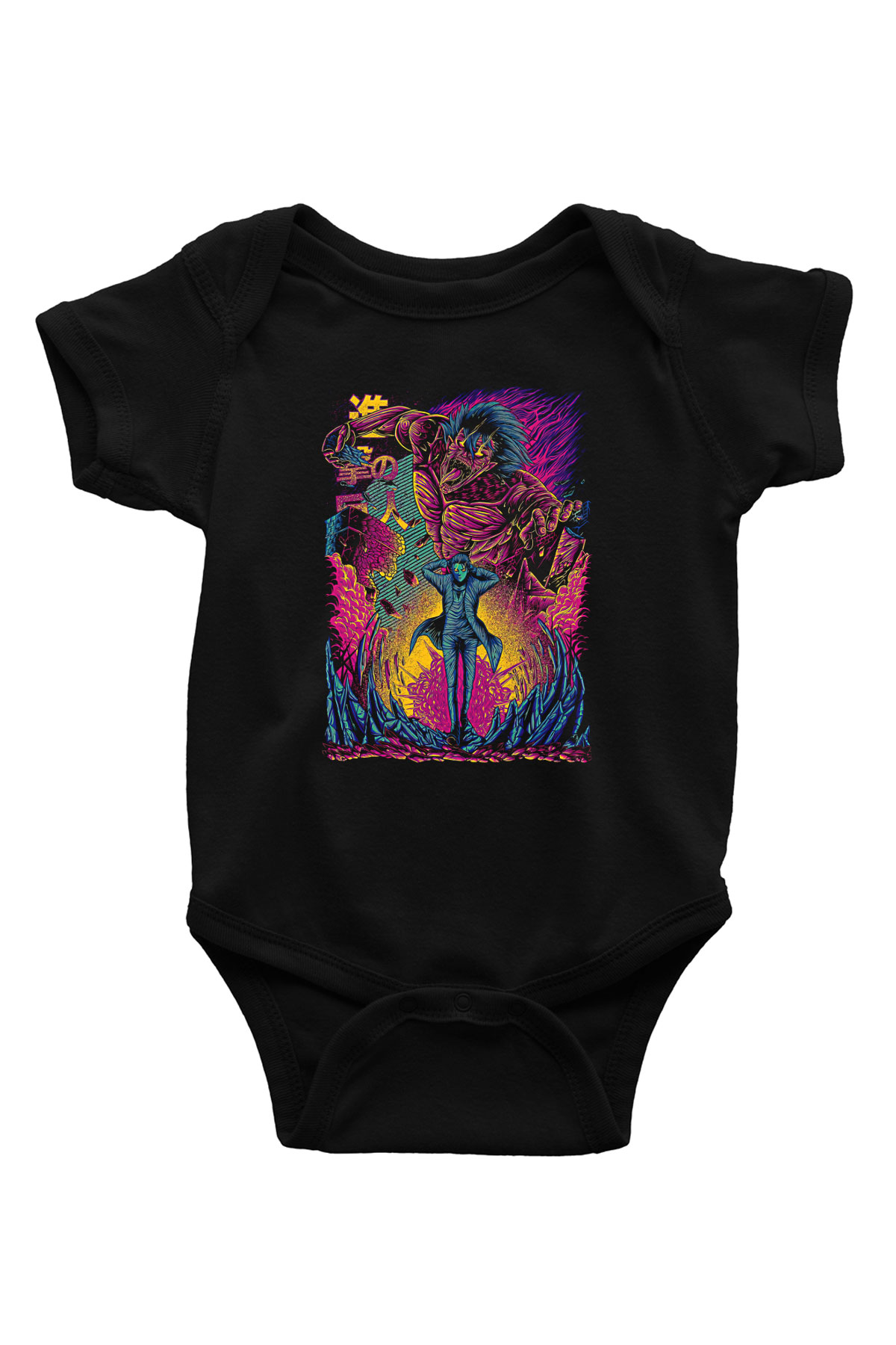 Attack On Titan Baskılı Unisex Siyah Bebek Body - Zıbın