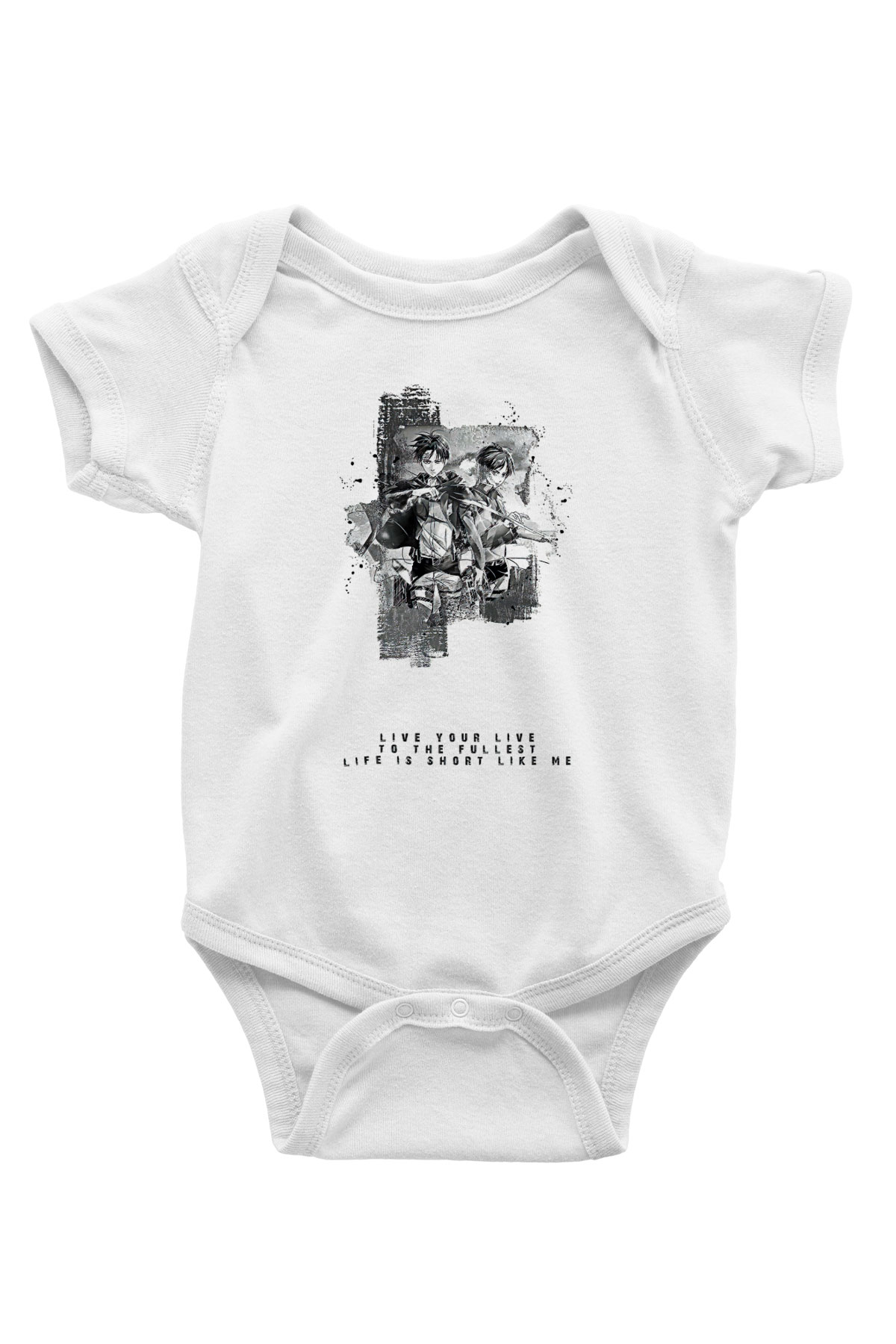 Attack On Titan Baskılı Unisex Siyah Bebek Body - Zıbın