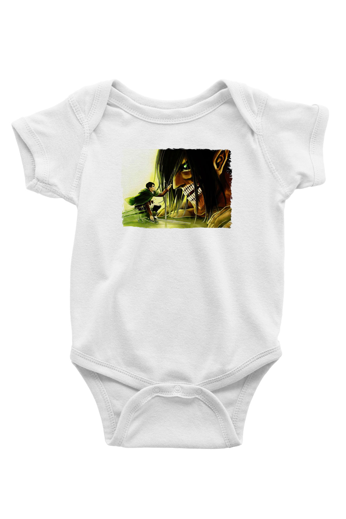 Attack On Titan Baskılı Unisex Siyah Bebek Body - Zıbın