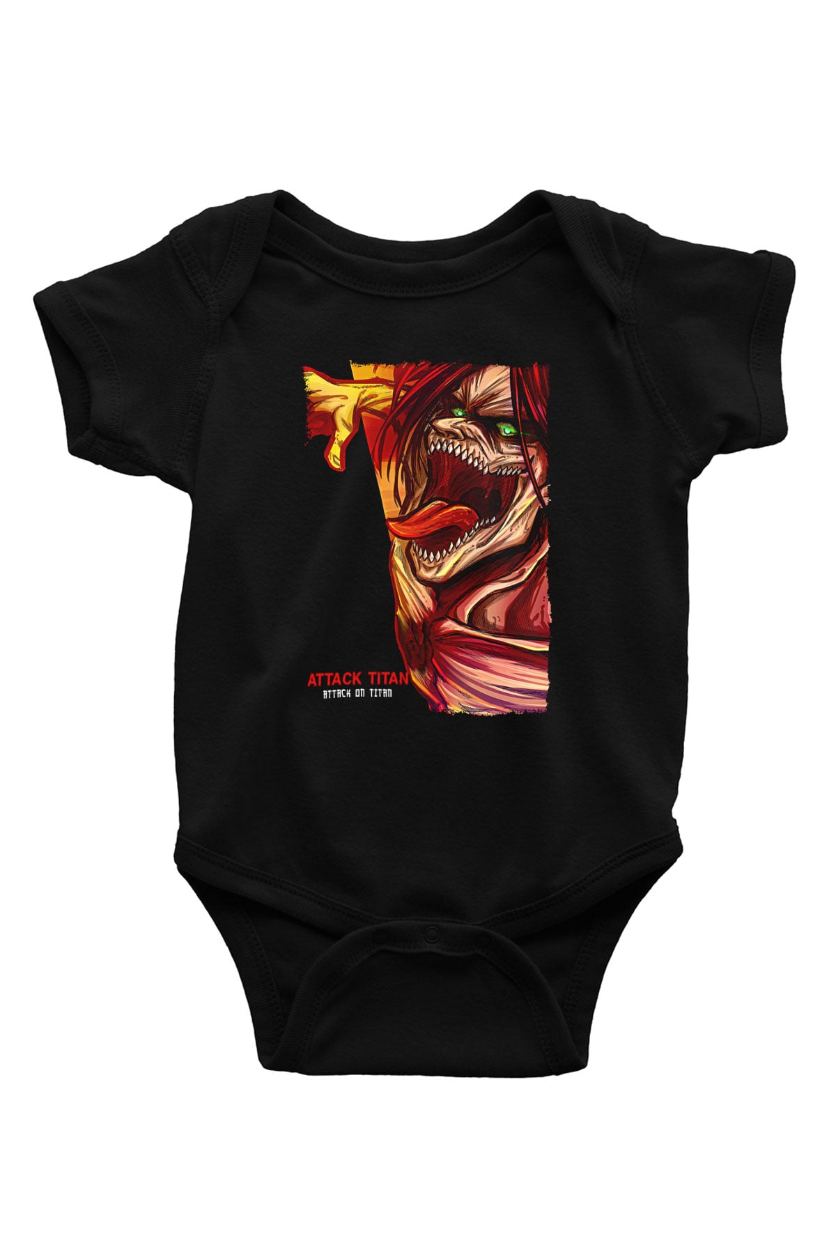 Attack On Titan Baskılı Unisex Siyah Bebek Body - Zıbın