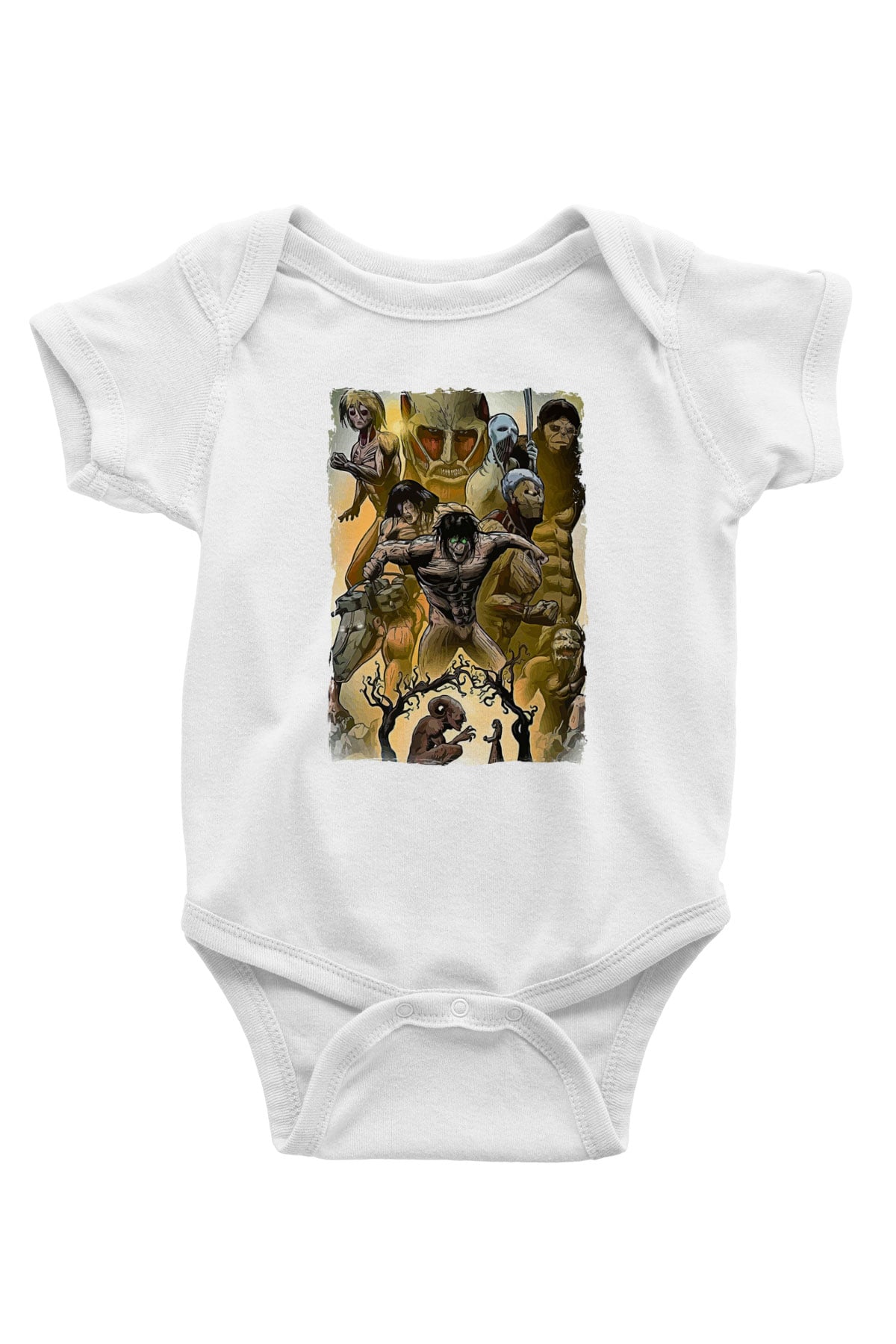 Attack On Titan Baskılı Unisex Siyah Bebek Body - Zıbın
