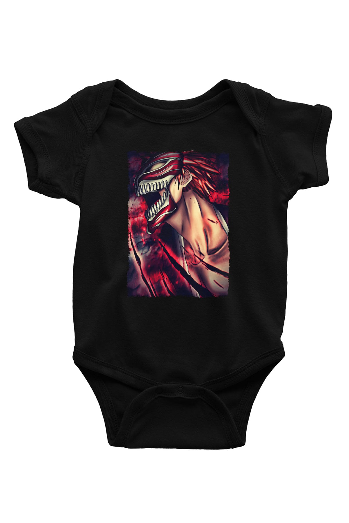 Attack On Titan Baskılı Unisex Siyah Bebek Body - Zıbın