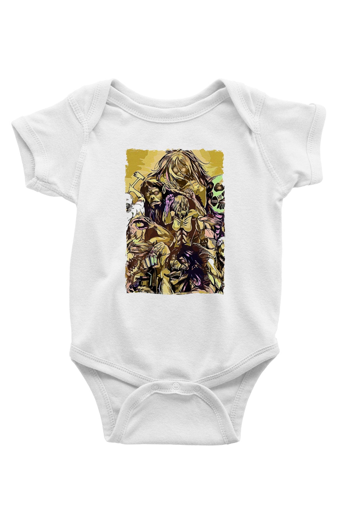 Attack On Titan Baskılı Unisex Siyah Bebek Body - Zıbın