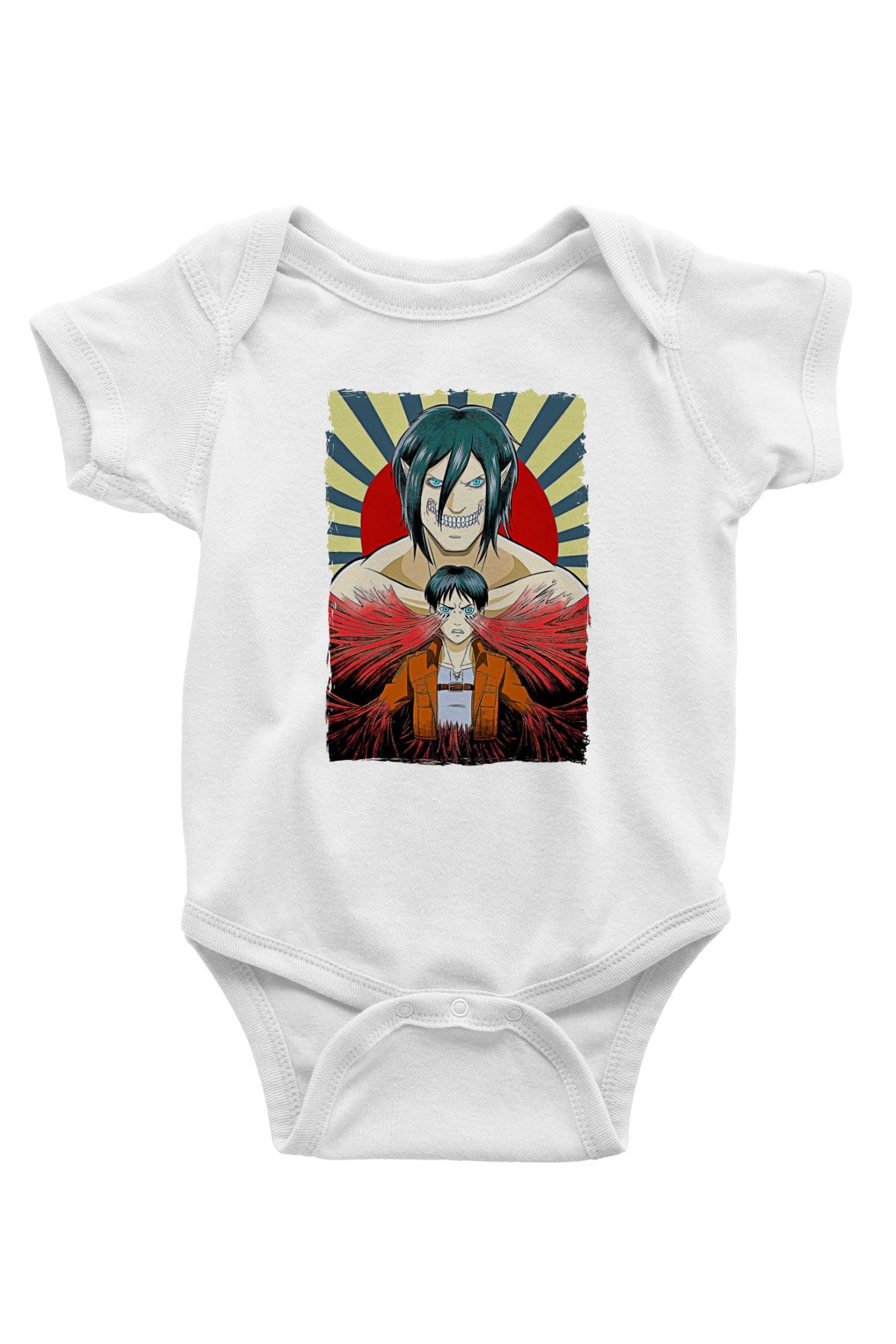 Attack On Titan Baskılı Unisex Siyah Bebek Body - Zıbın