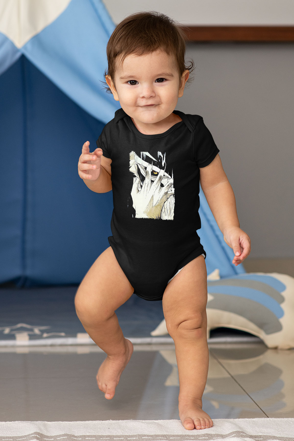 Attack On Titan Baskılı Unisex Siyah Bebek Body - Zıbın