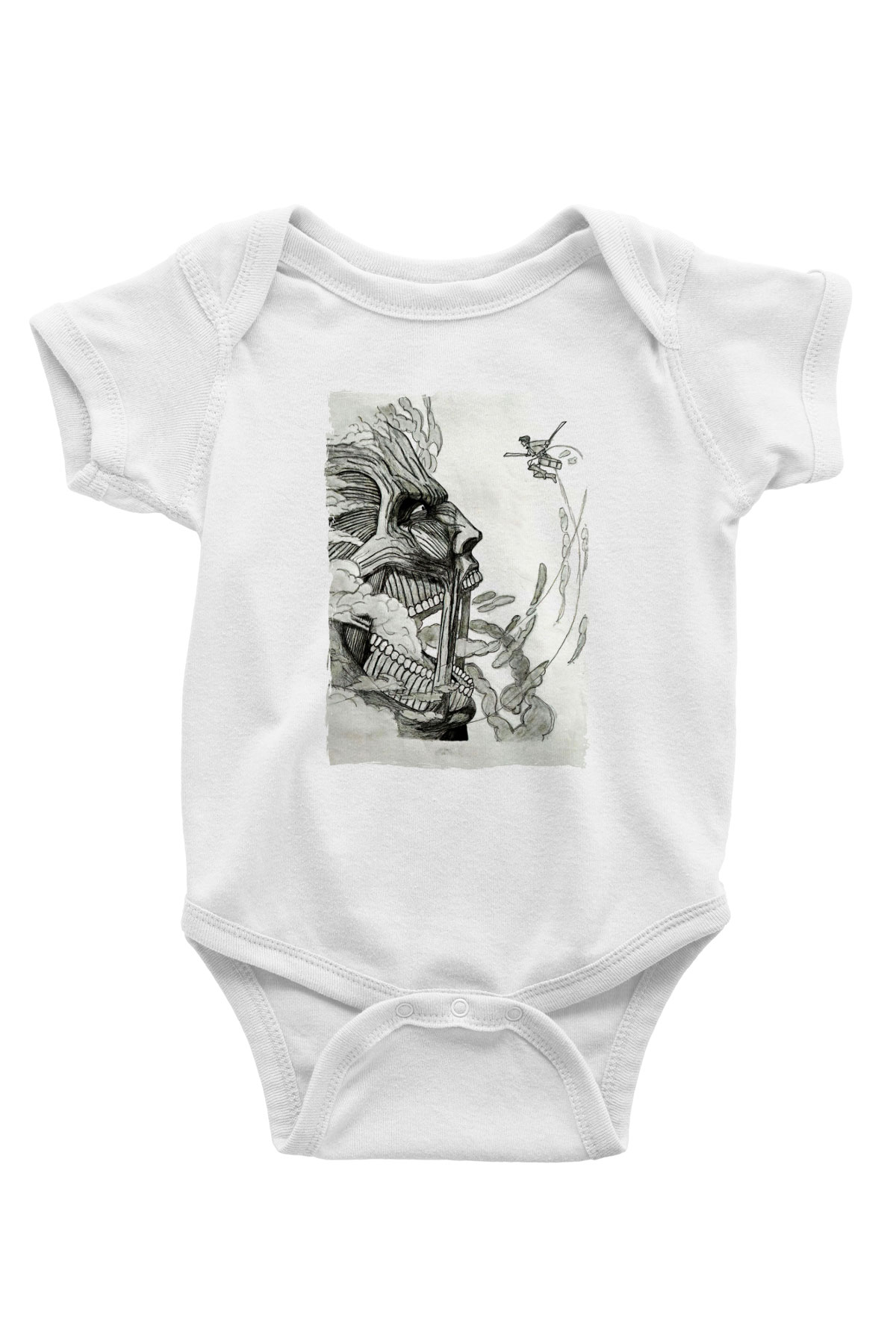 Attack On Titan Baskılı Unisex Siyah Bebek Body - Zıbın