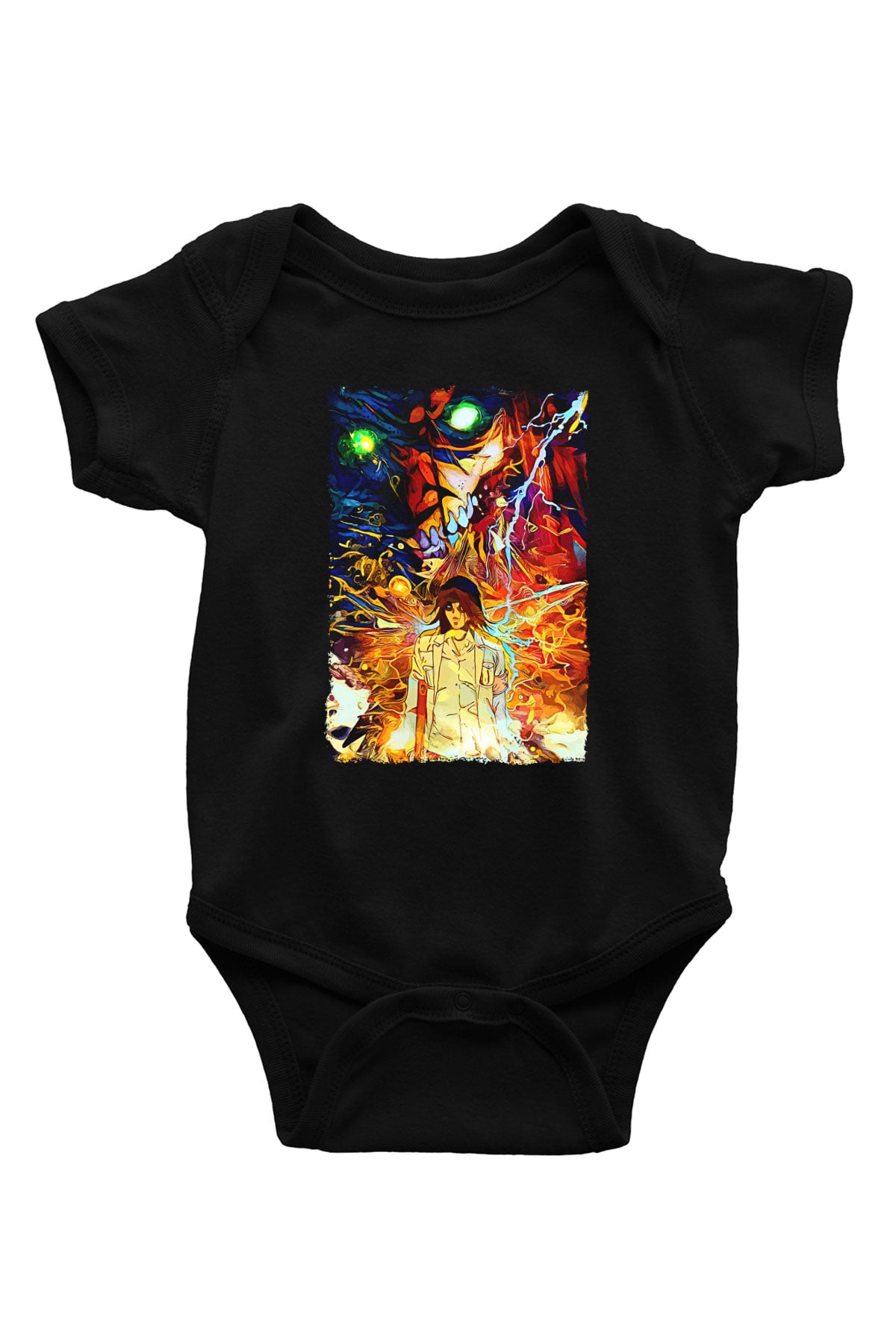 Attack On Titan Baskılı Unisex Siyah Bebek Body - Zıbın