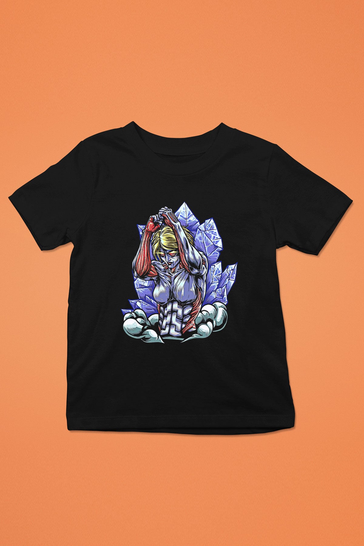 Attack On Titan Baskılı Unisex Siyah Çocuk Tişört - Tshirt