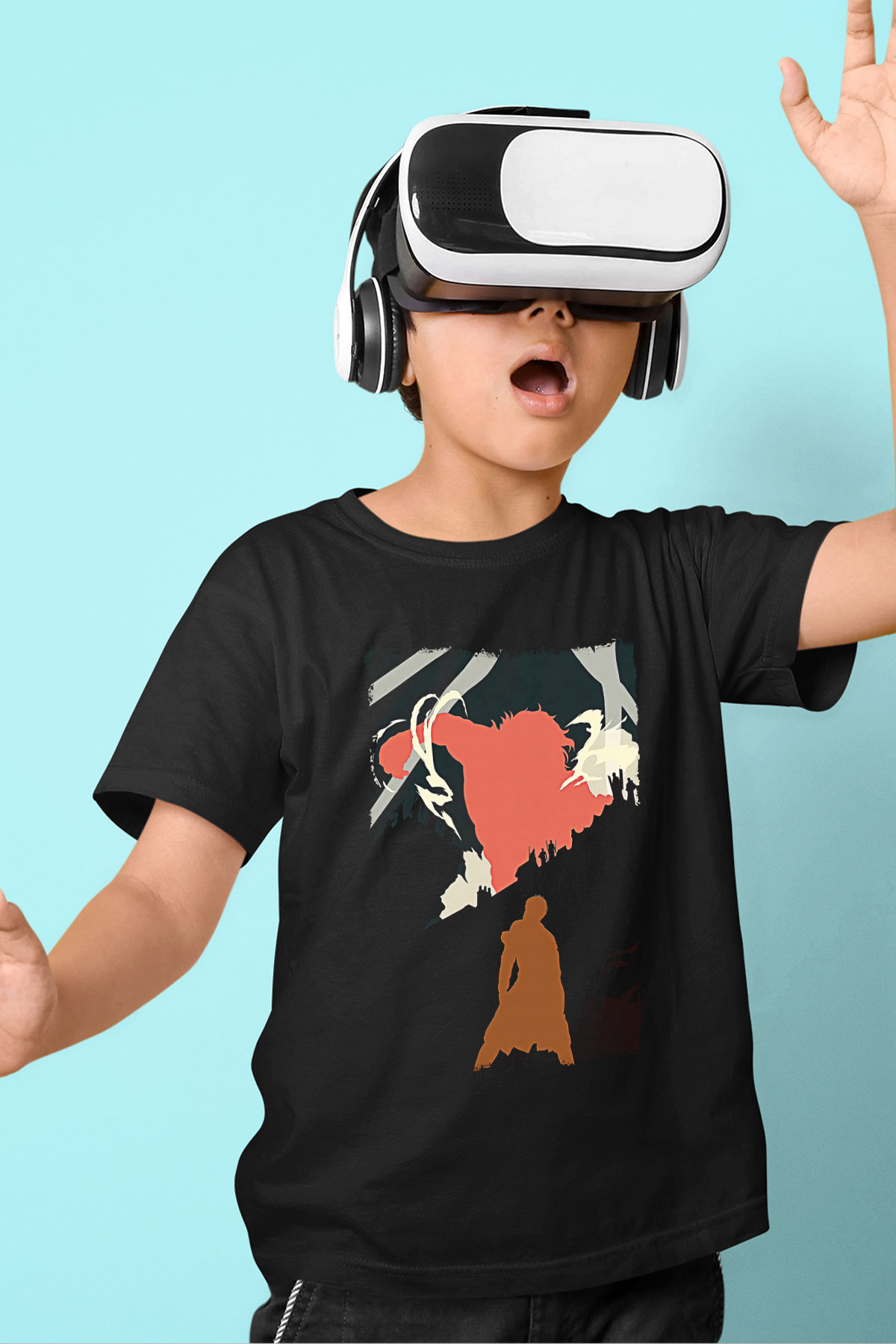 Attack On Titan Baskılı Unisex Siyah Çocuk Tişört - Tshirt