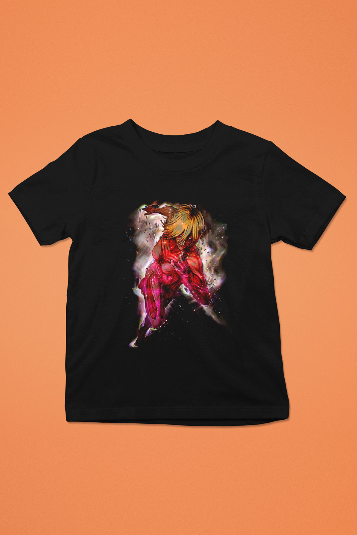 Attack On Titan Baskılı Unisex Siyah Çocuk Tişört - Tshirt