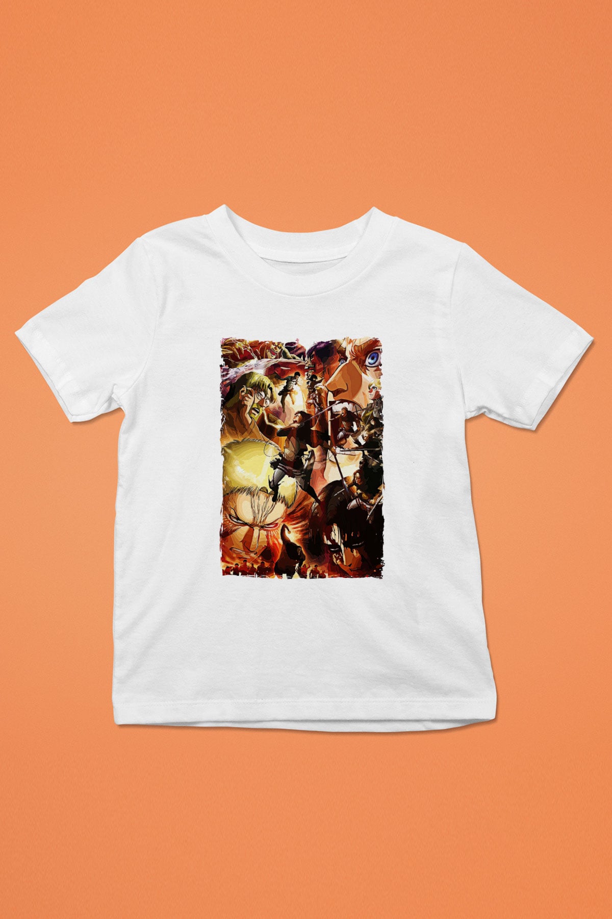 Attack On Titan Baskılı Unisex Siyah Çocuk Tişört - Tshirt