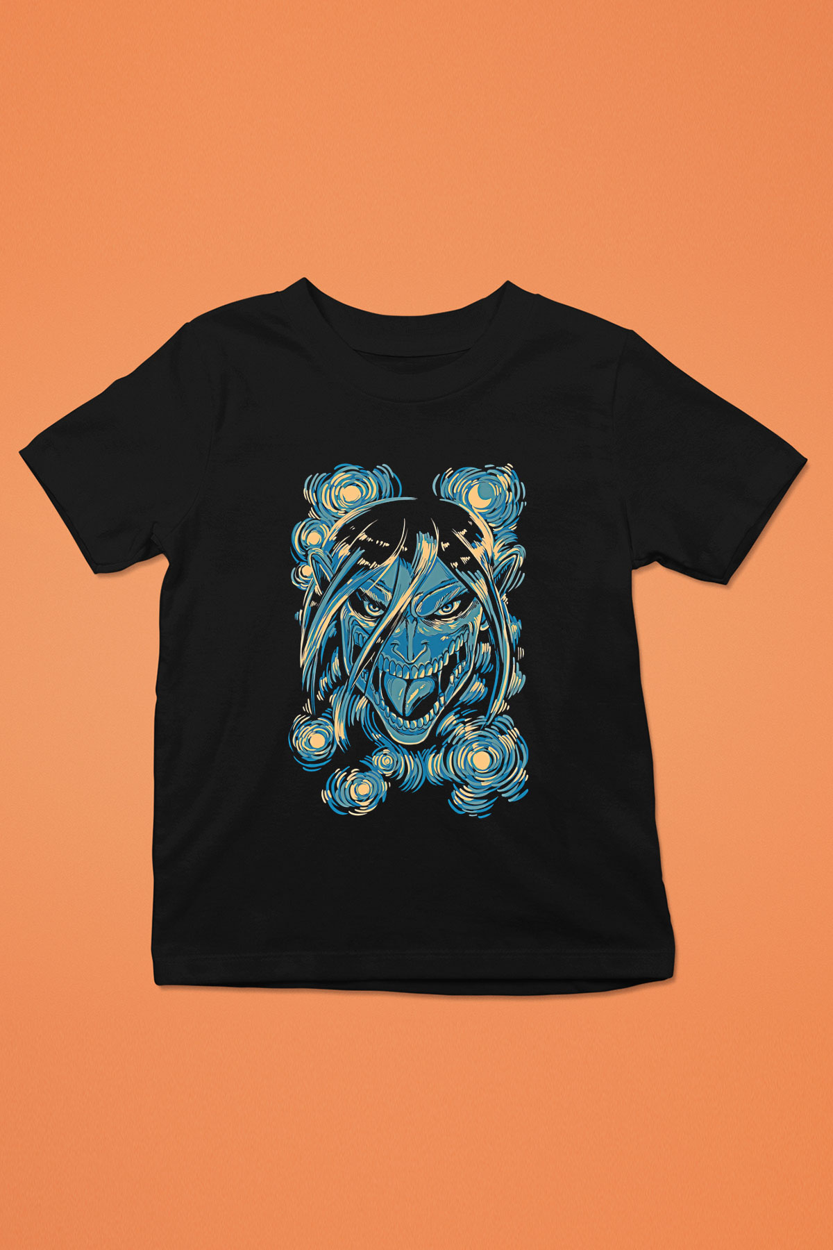 Attack On Titan Baskılı Unisex Siyah Çocuk Tişört - Tshirt