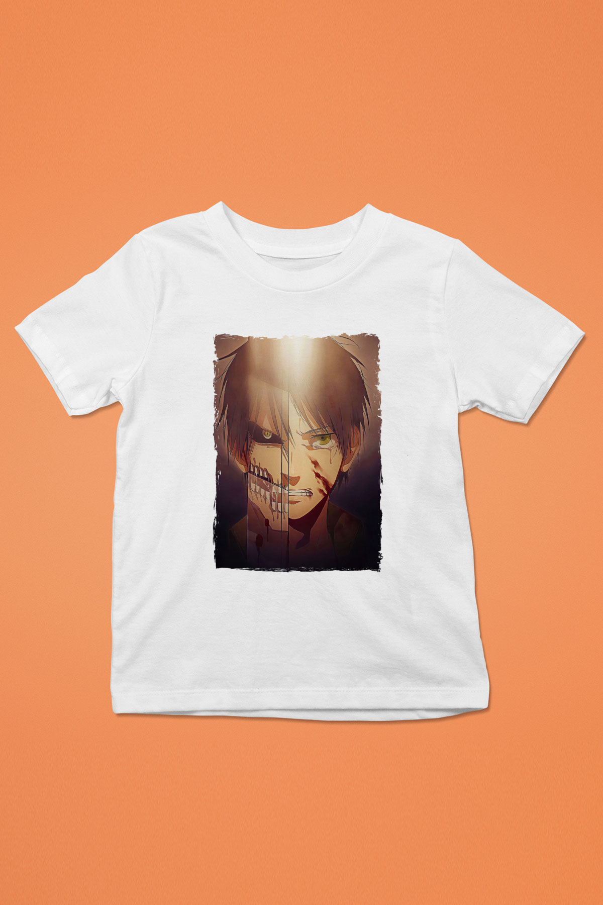 Attack On Titan Baskılı Unisex Siyah Çocuk Tişört - Tshirt