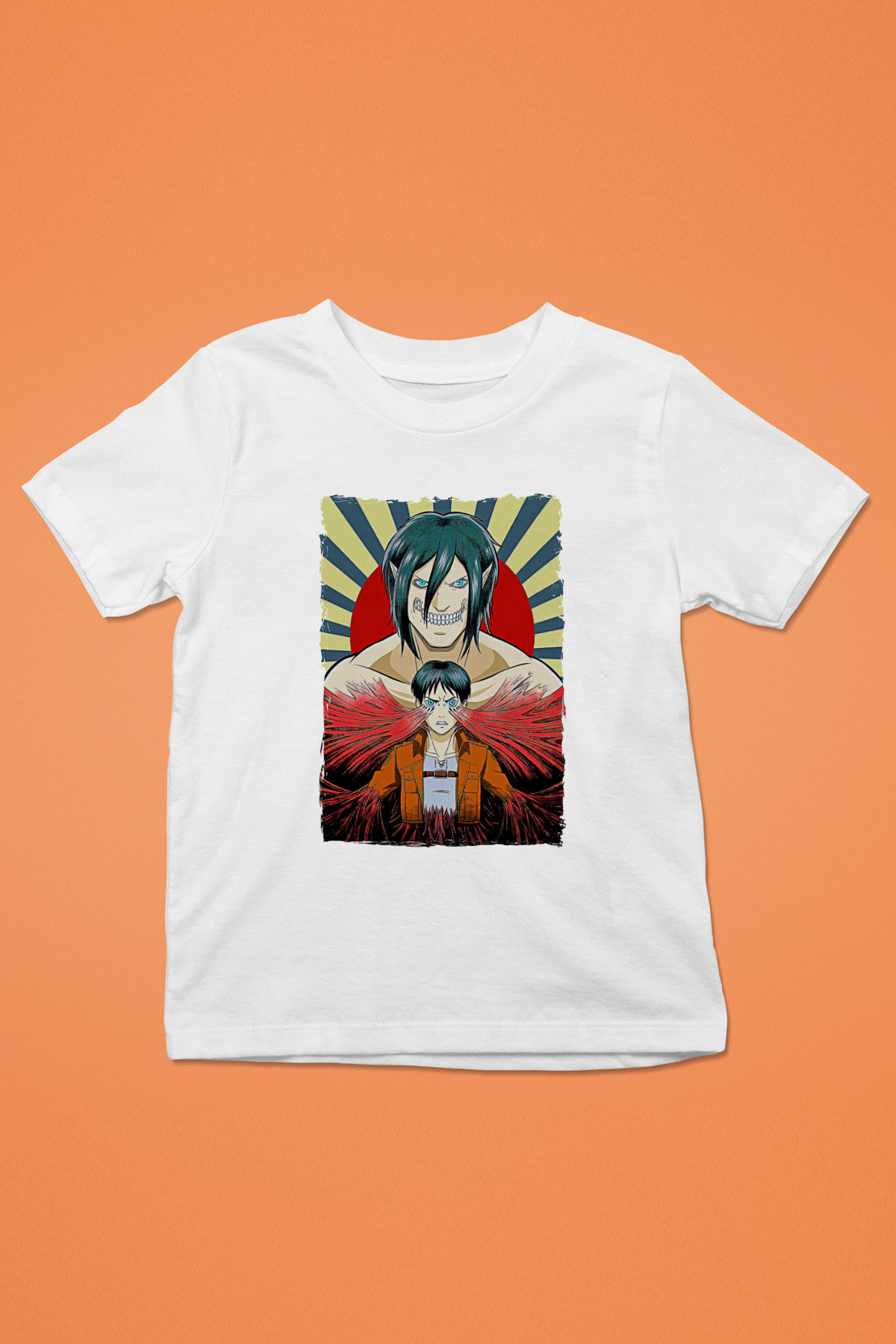 Attack On Titan Baskılı Unisex Siyah Çocuk Tişört - Tshirt