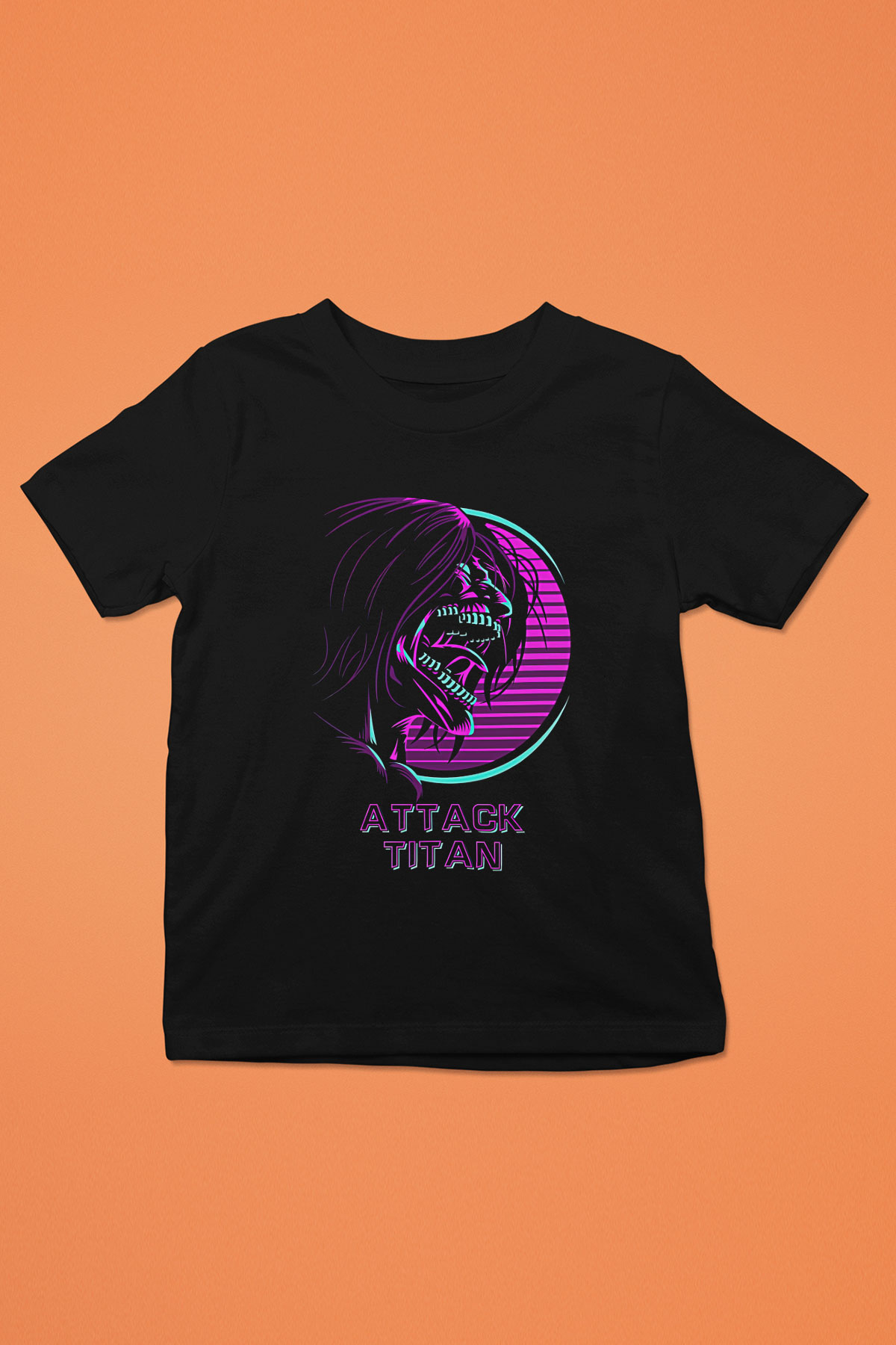 Attack On Titan Baskılı Unisex Siyah Çocuk Tişört - Tshirt