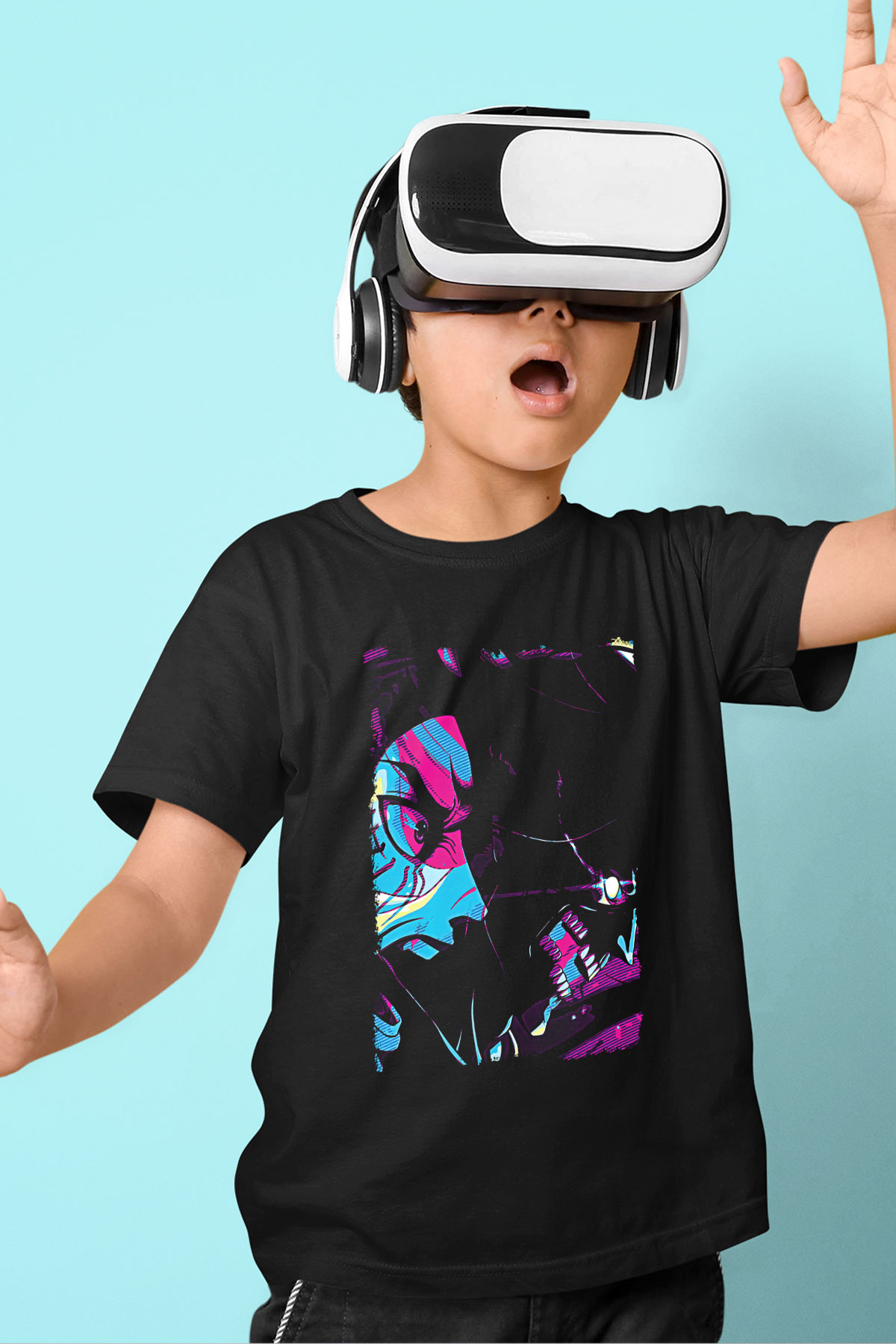 Attack On Titan Baskılı Unisex Siyah Çocuk Tişört - Tshirt