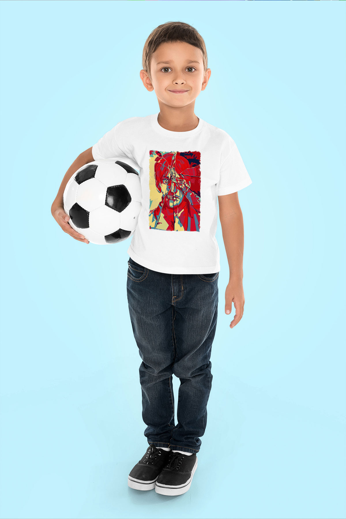 Attack On Titan Baskılı Unisex Siyah Çocuk Tişört - Tshirt