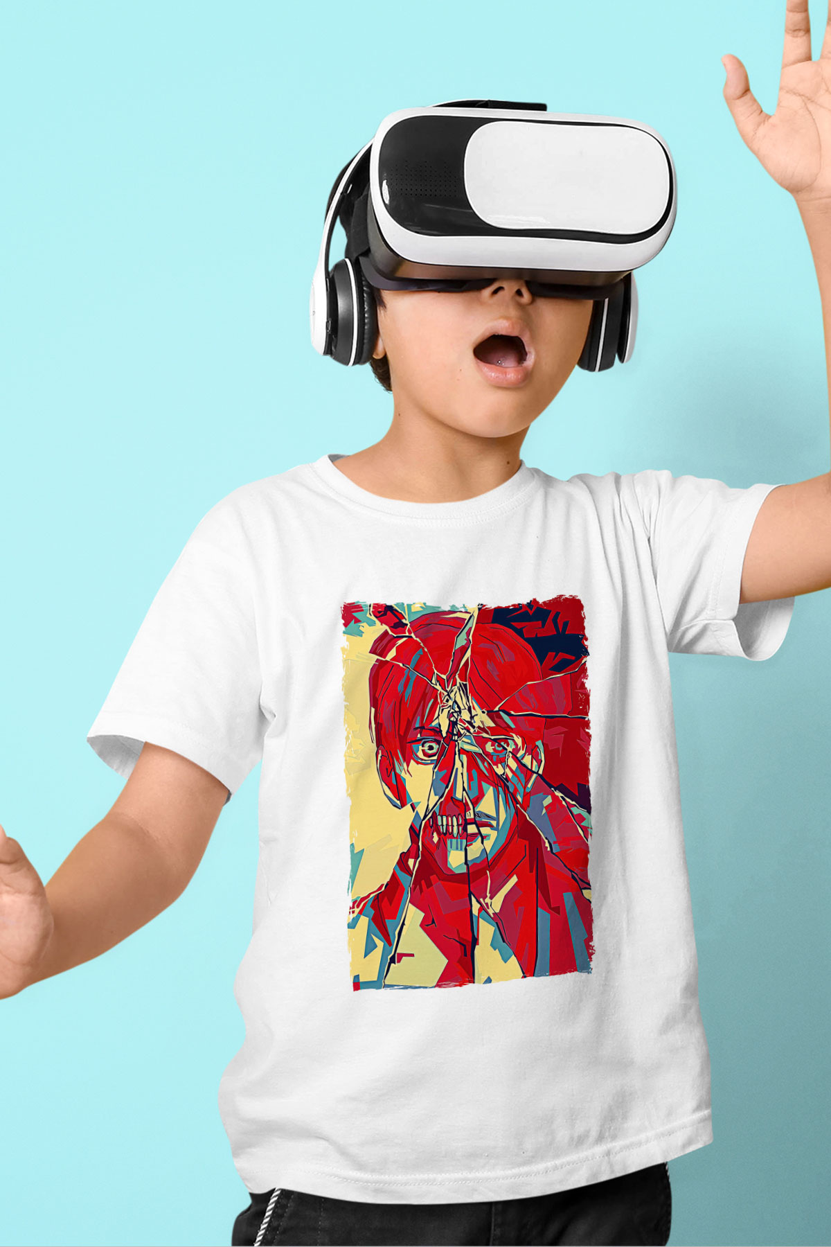 Attack On Titan Baskılı Unisex Siyah Çocuk Tişört - Tshirt