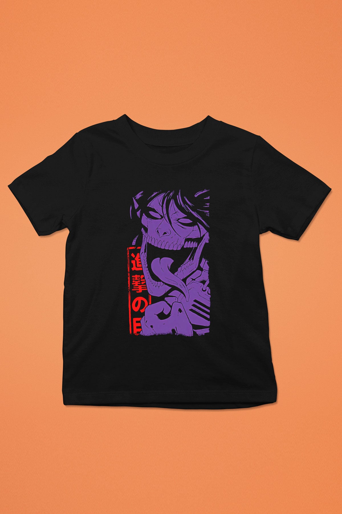 Attack On Titan Baskılı Unisex Siyah Çocuk Tişört - Tshirt