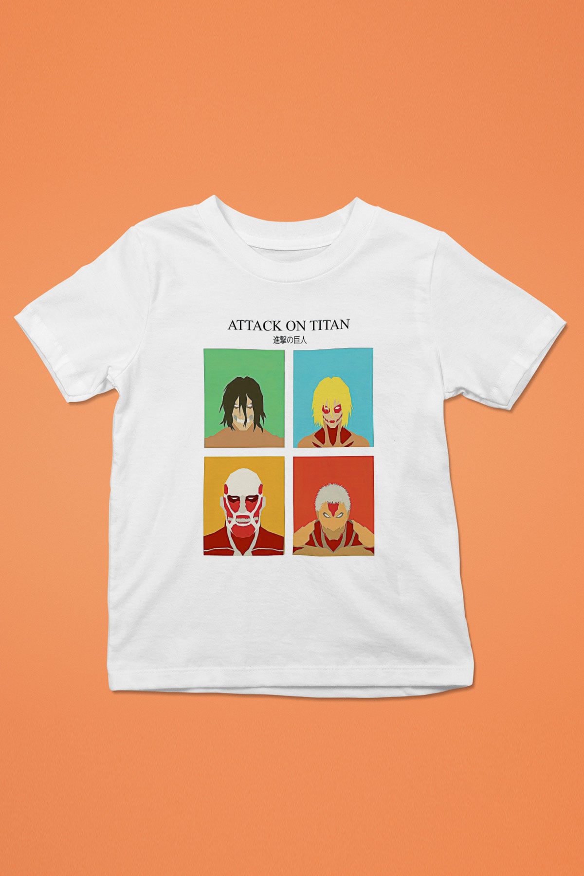 Attack On Titan Baskılı Unisex Siyah Çocuk Tişört - Tshirt