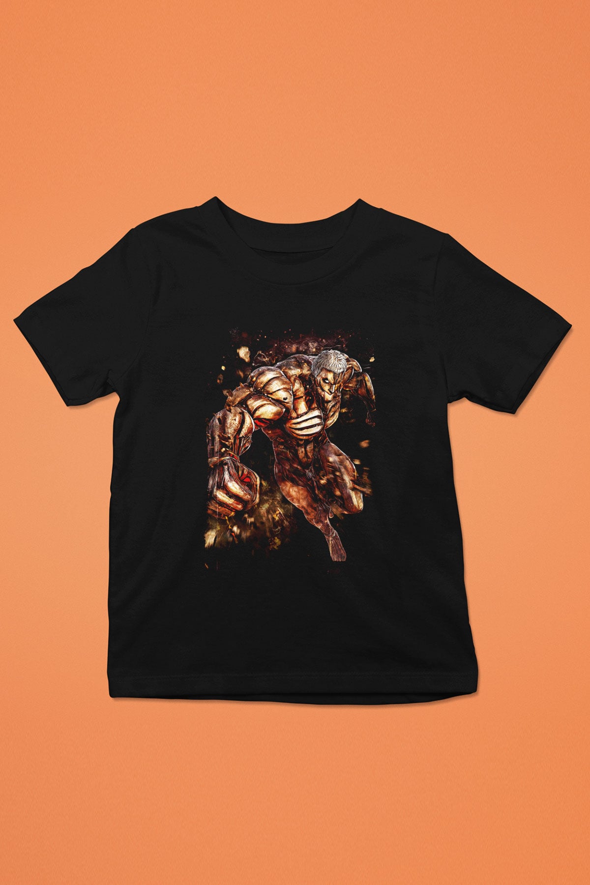 Attack On Titan Baskılı Unisex Siyah Çocuk Tişört - Tshirt