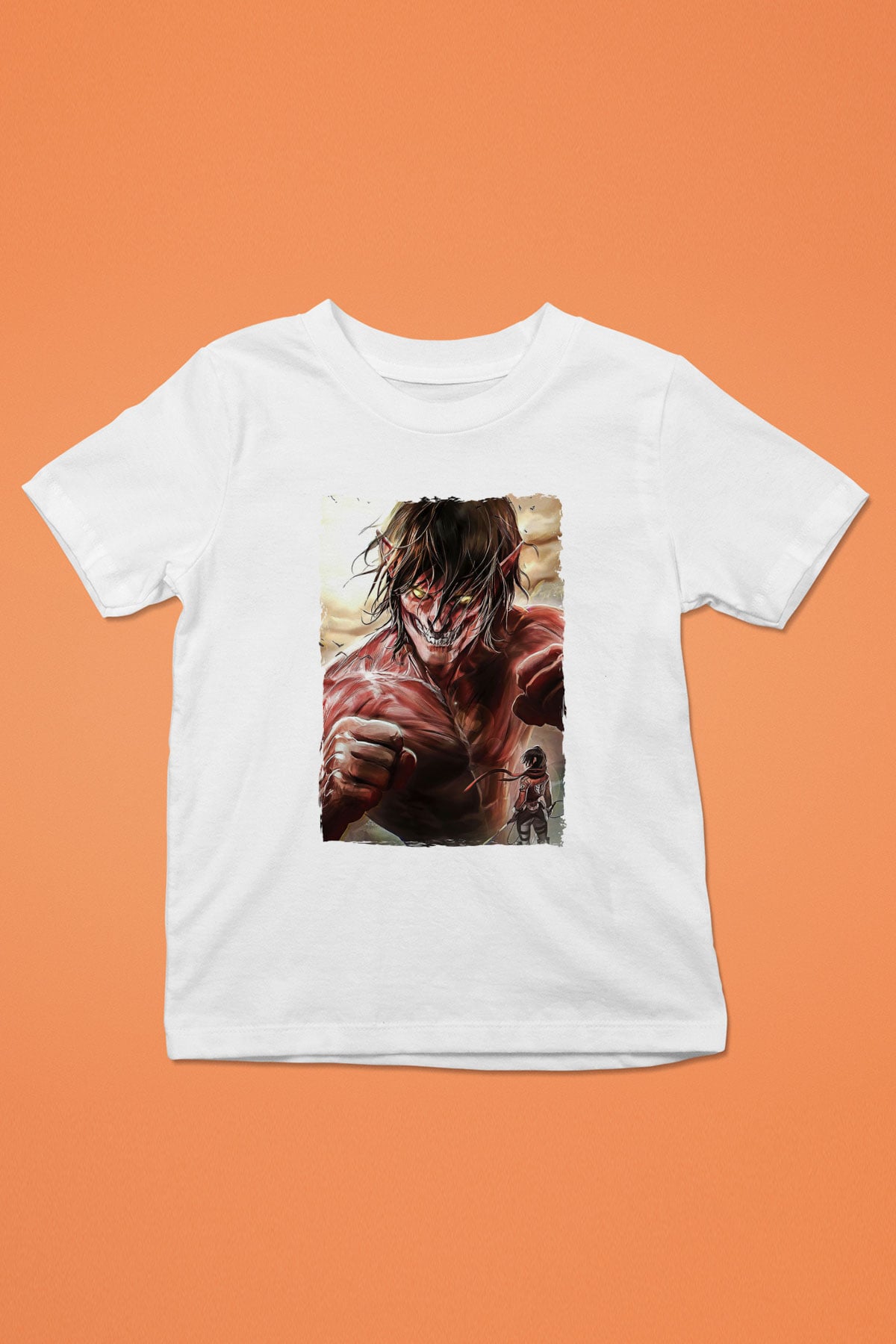 Attack On Titan Baskılı Unisex Siyah Çocuk Tişört - Tshirt