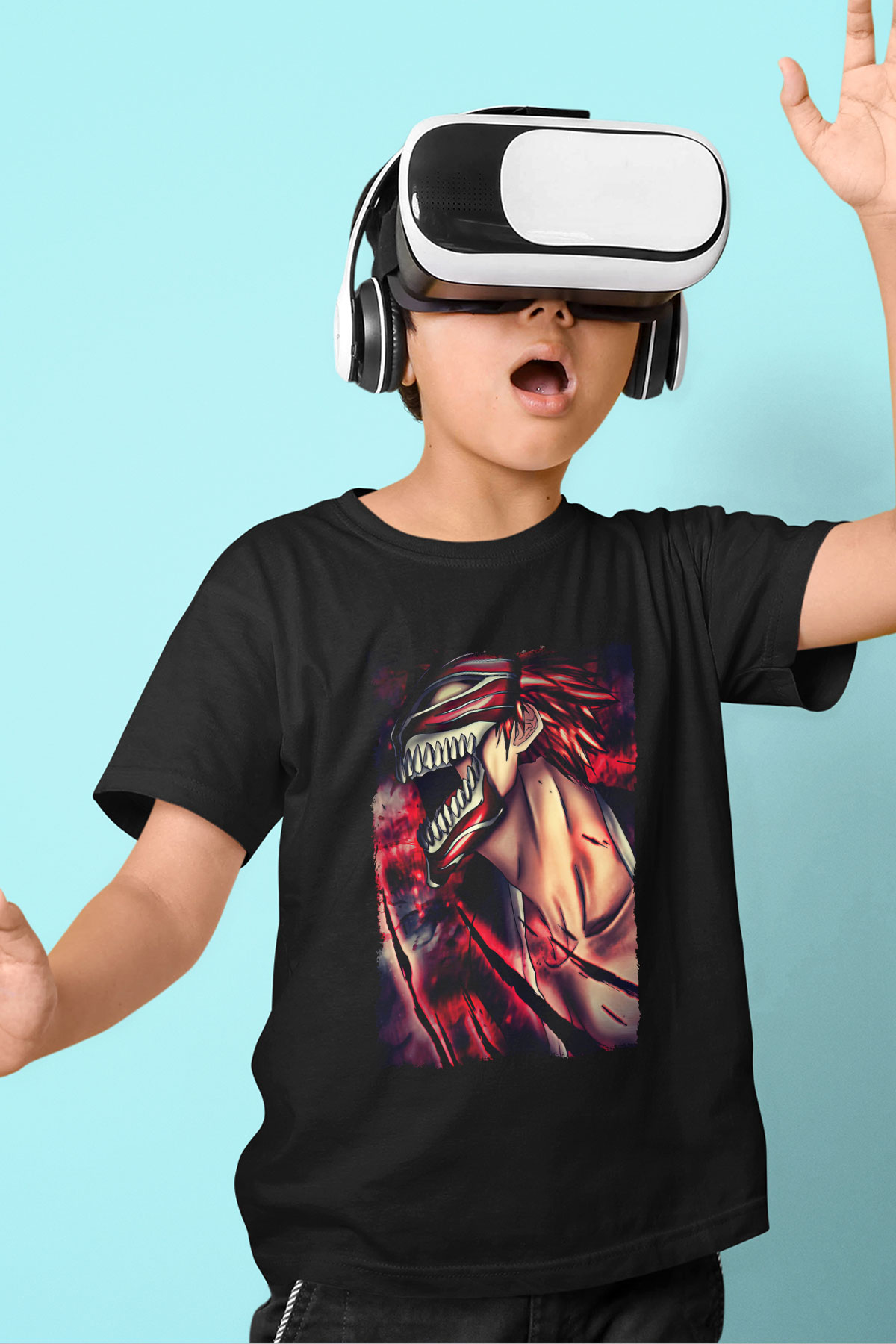 Attack On Titan Baskılı Unisex Siyah Çocuk Tişört - Tshirt