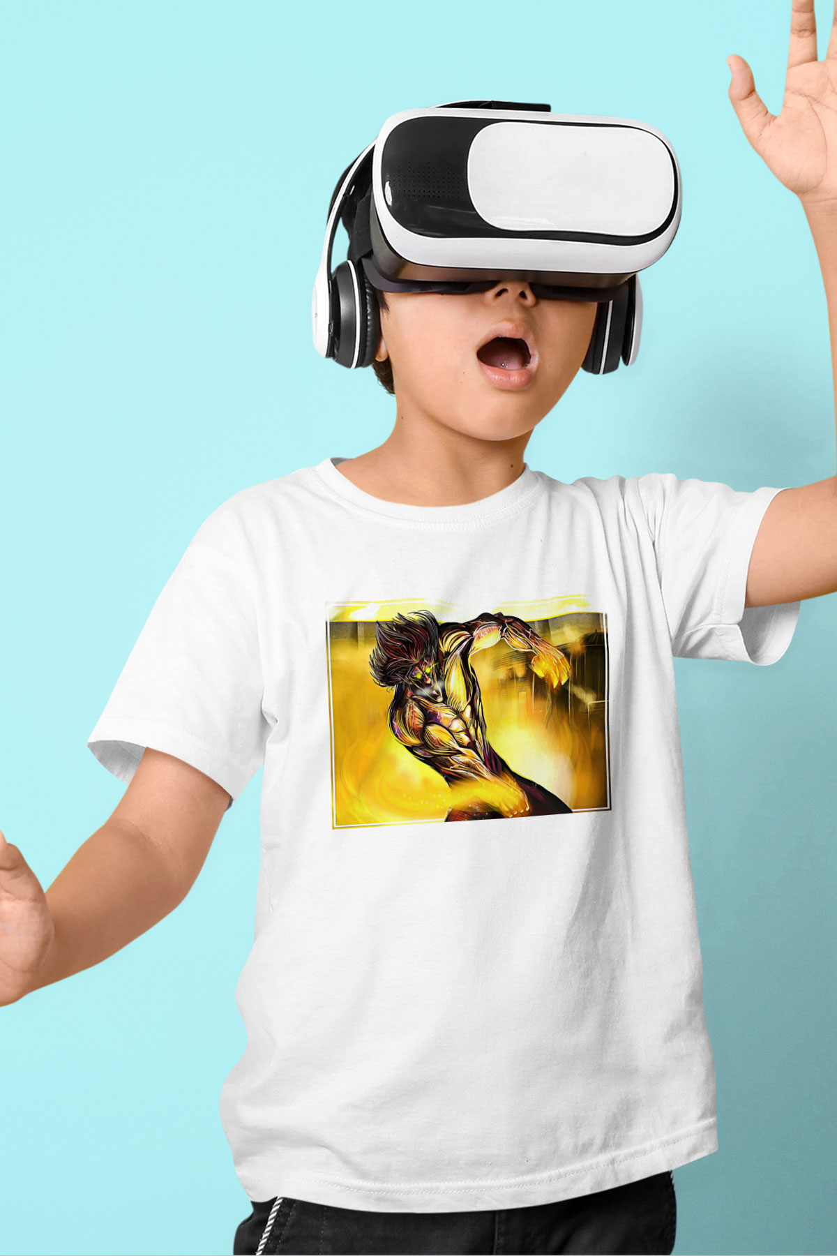 Attack On Titan Baskılı Unisex Siyah Çocuk Tişört - Tshirt