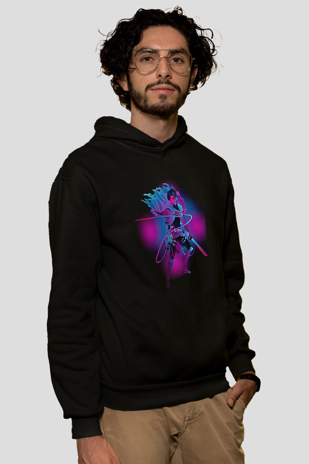 Attack On Titan Baskılı Unisex Siyah Hoodie