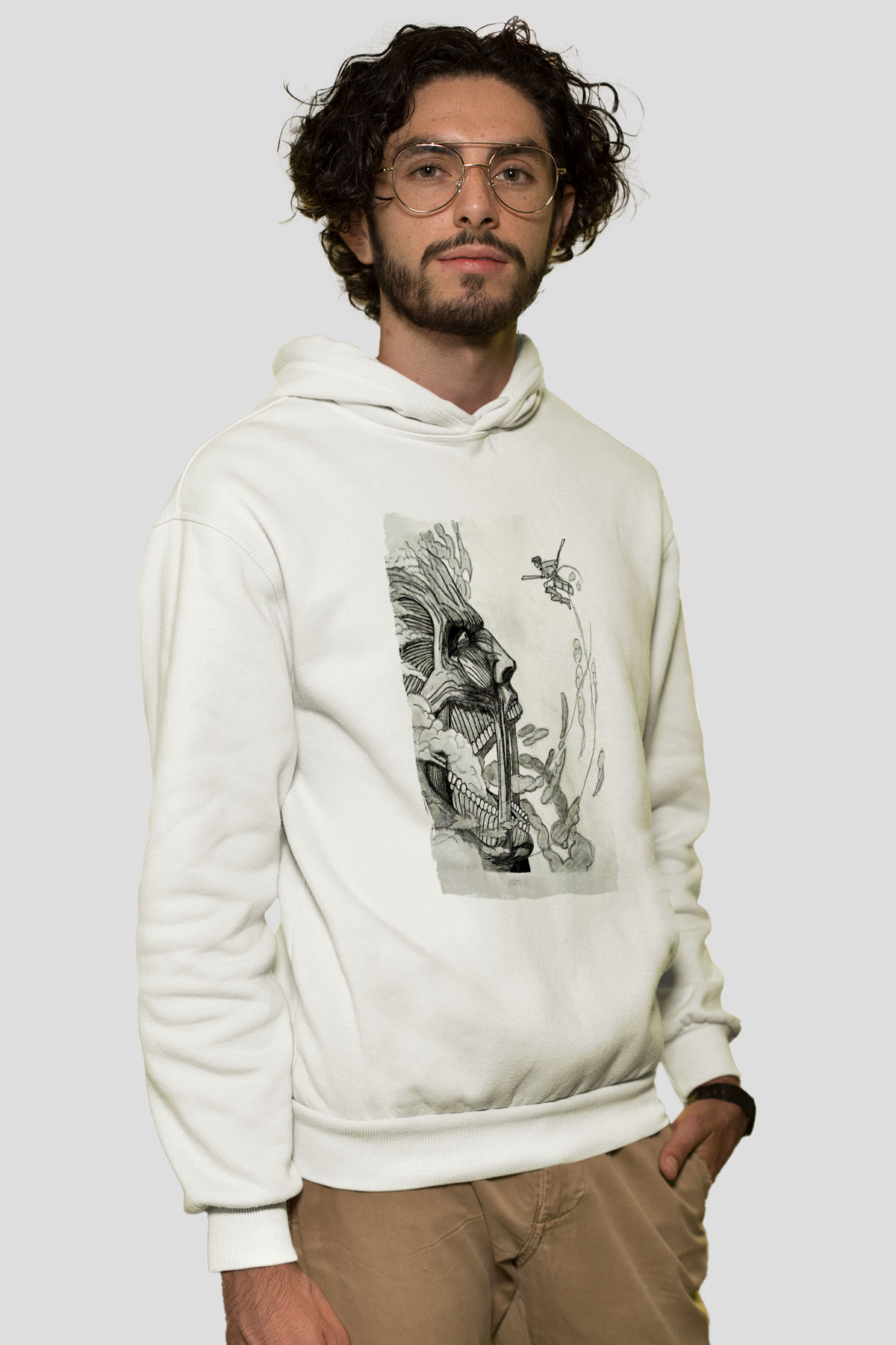 Attack On Titan Baskılı Unisex Siyah Hoodie