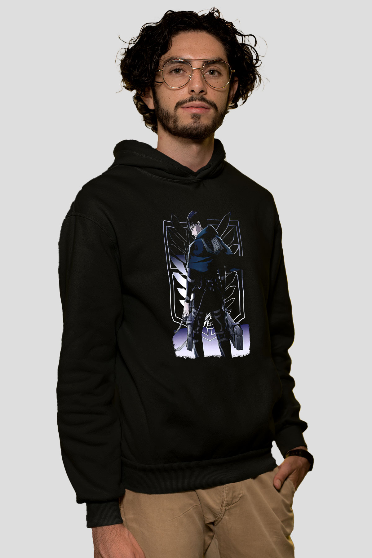 Attack On Titan Baskılı Unisex Siyah Hoodie