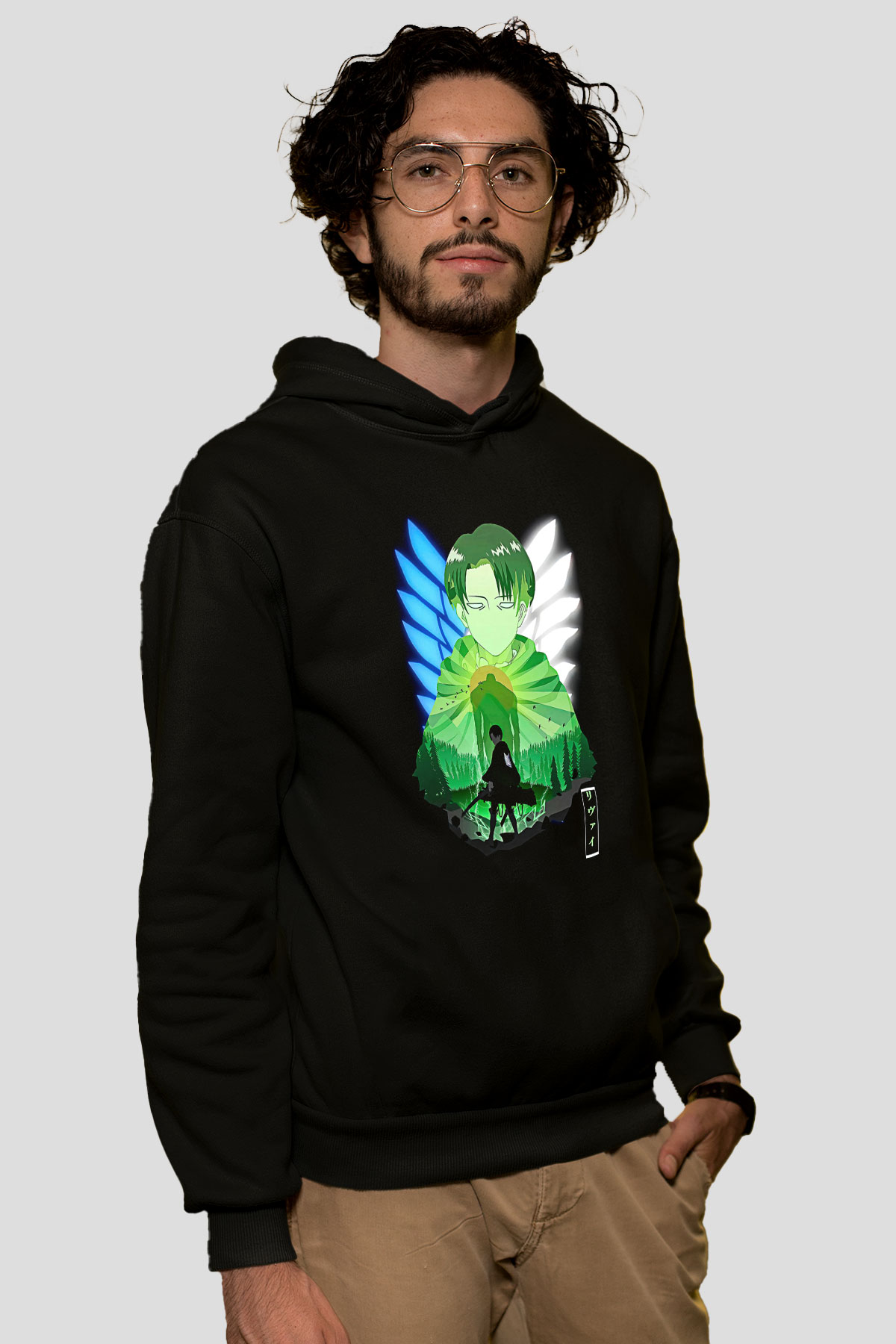 Attack On Titan Baskılı Unisex Siyah Hoodie