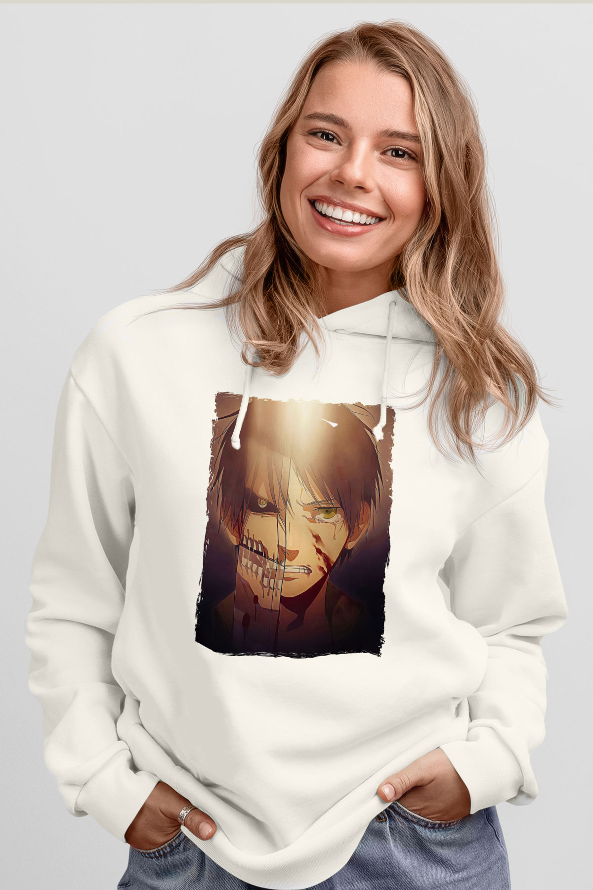 Attack On Titan Baskılı Unisex Siyah Hoodie