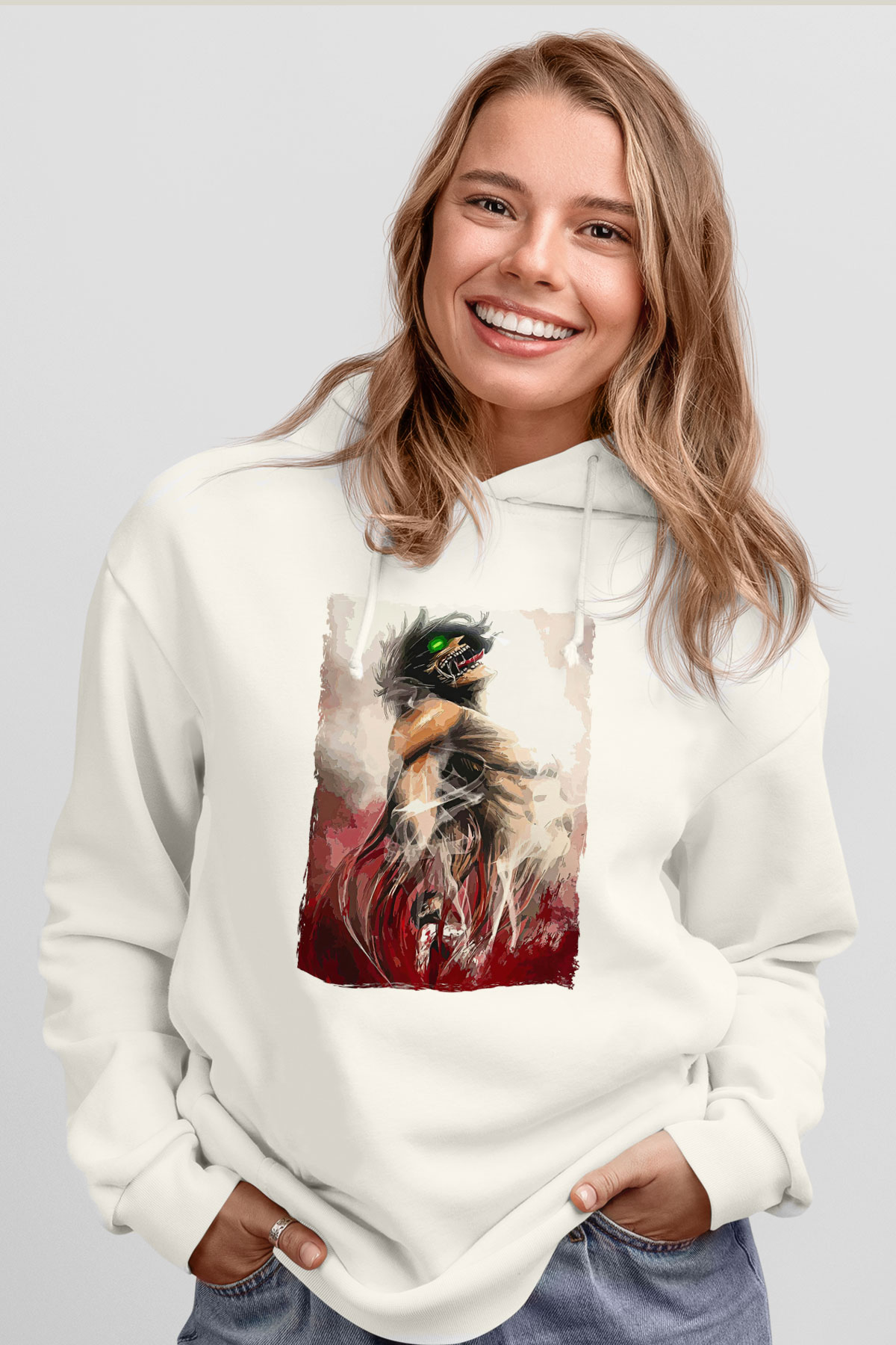 Attack On Titan Baskılı Unisex Siyah Hoodie