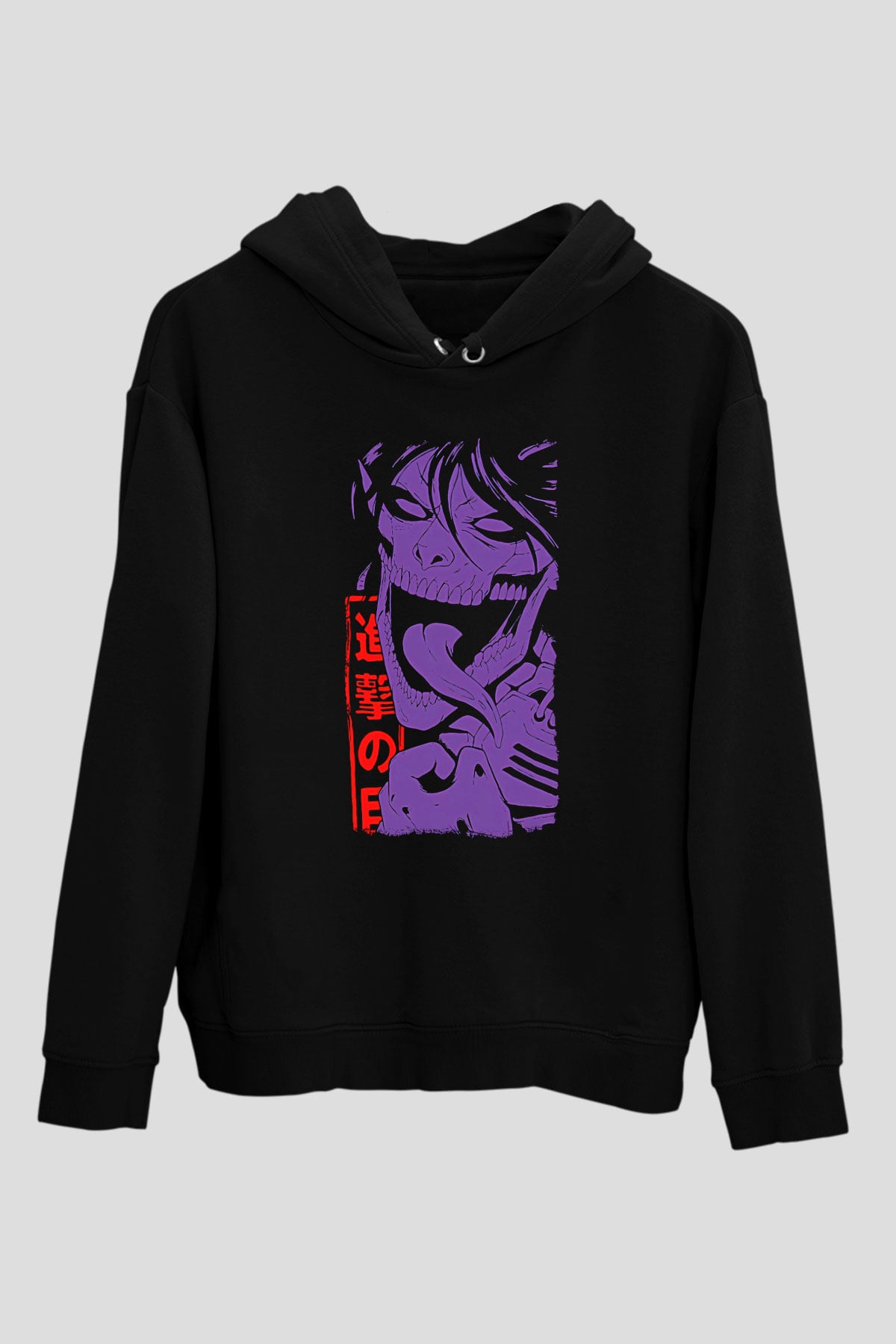 Attack On Titan Baskılı Unisex Siyah Hoodie