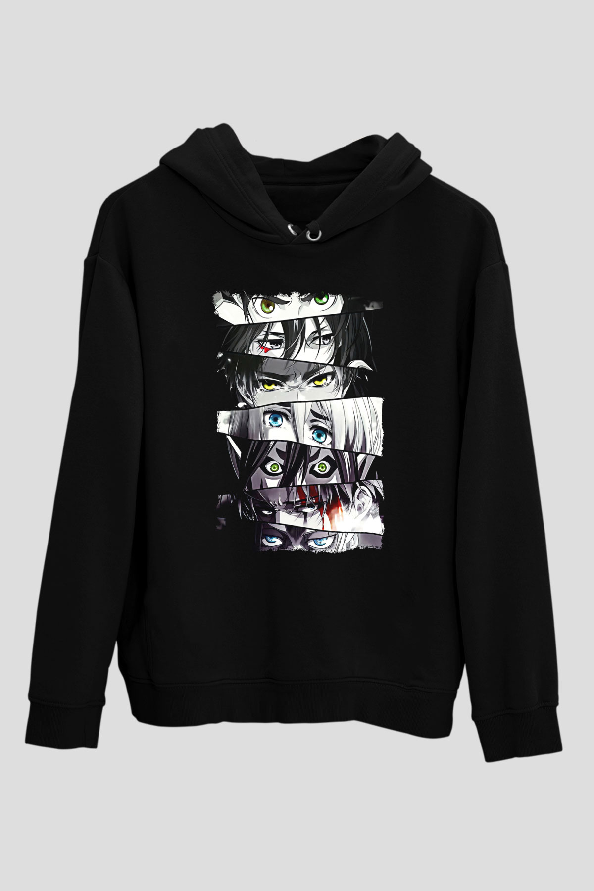 Attack On Titan Baskılı Unisex Siyah Hoodie