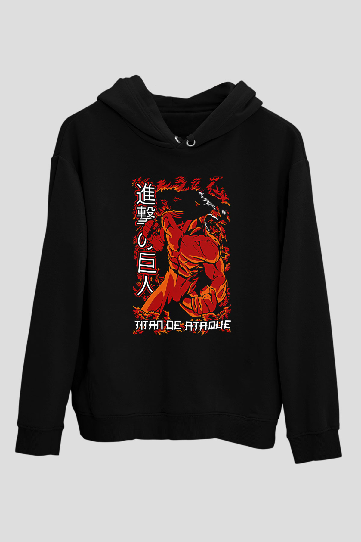 Attack On Titan Baskılı Unisex Siyah Hoodie