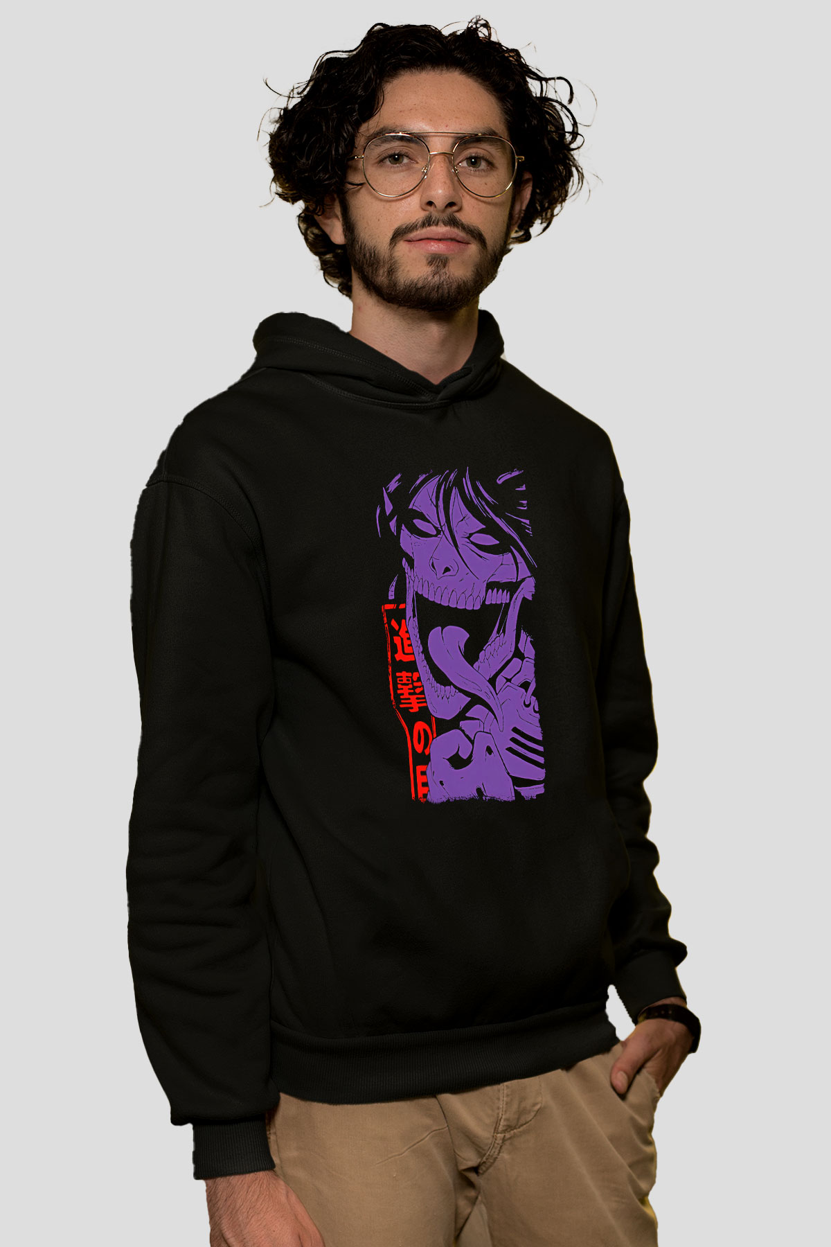 Attack On Titan Baskılı Unisex Siyah Hoodie