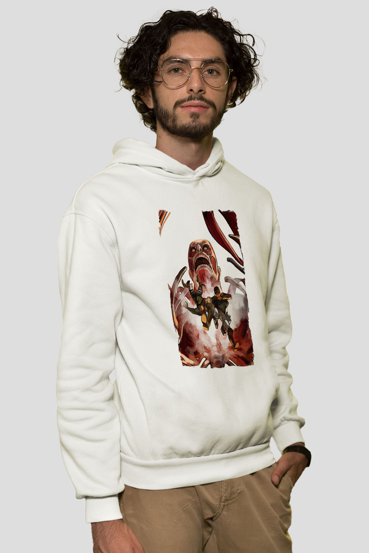 Attack On Titan Baskılı Unisex Siyah Hoodie
