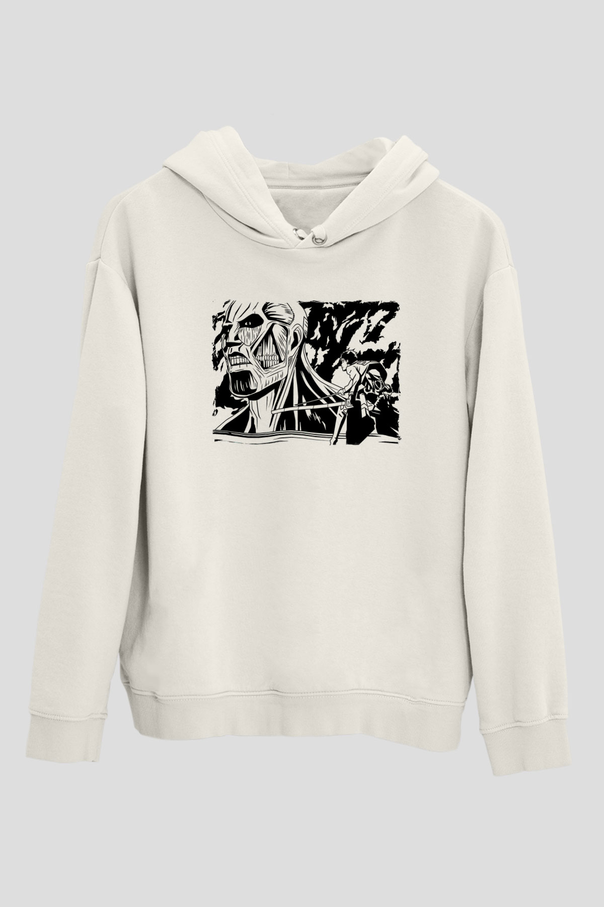 Attack On Titan Baskılı Unisex Siyah Hoodie