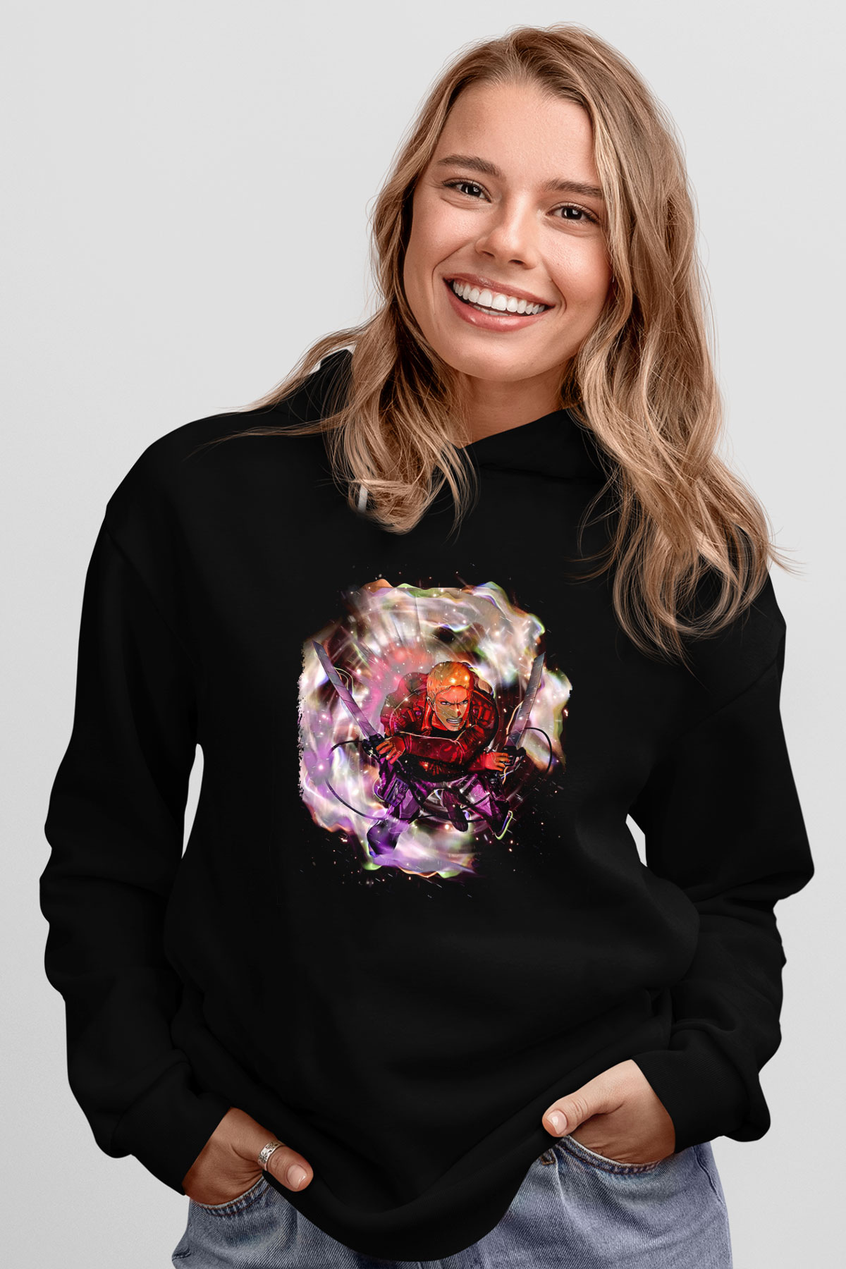 Attack On Titan Baskılı Unisex Siyah Hoodie