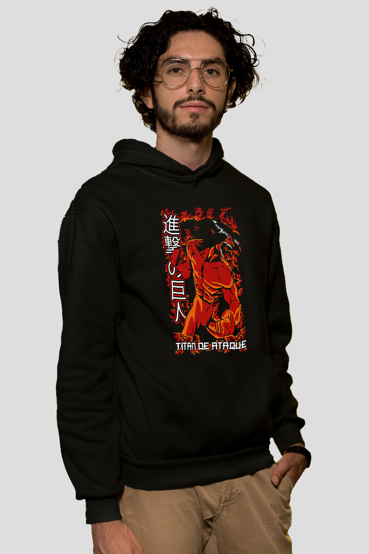 Attack On Titan Baskılı Unisex Siyah Hoodie