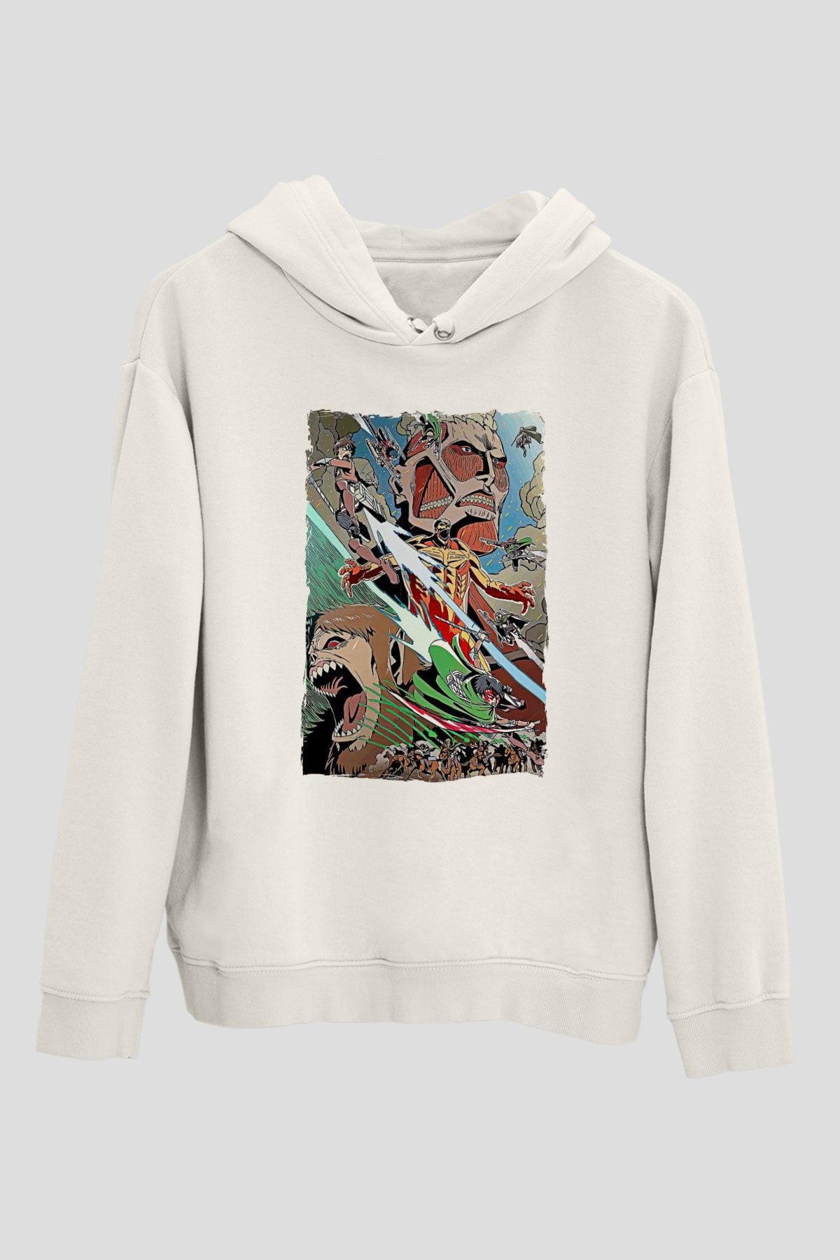 Attack On Titan Baskılı Unisex Siyah Hoodie