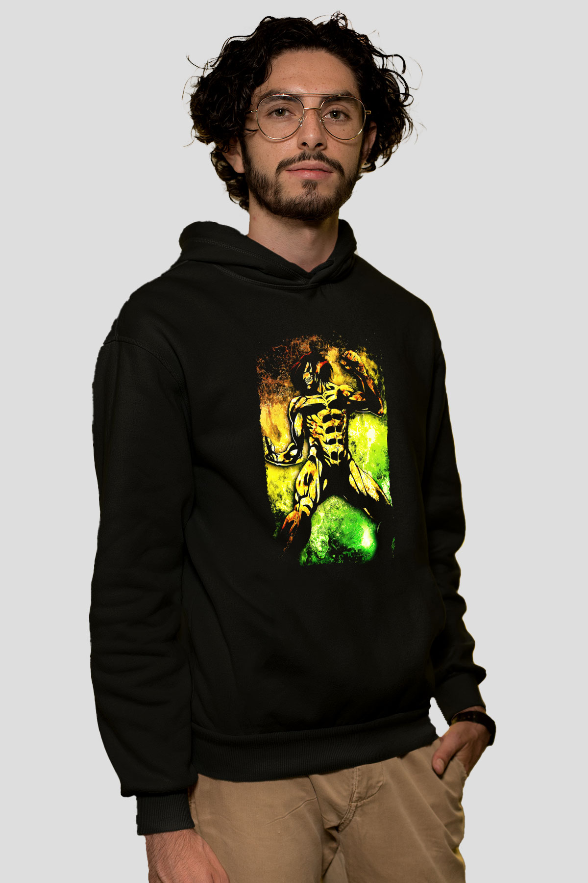 Attack On Titan Baskılı Unisex Siyah Hoodie