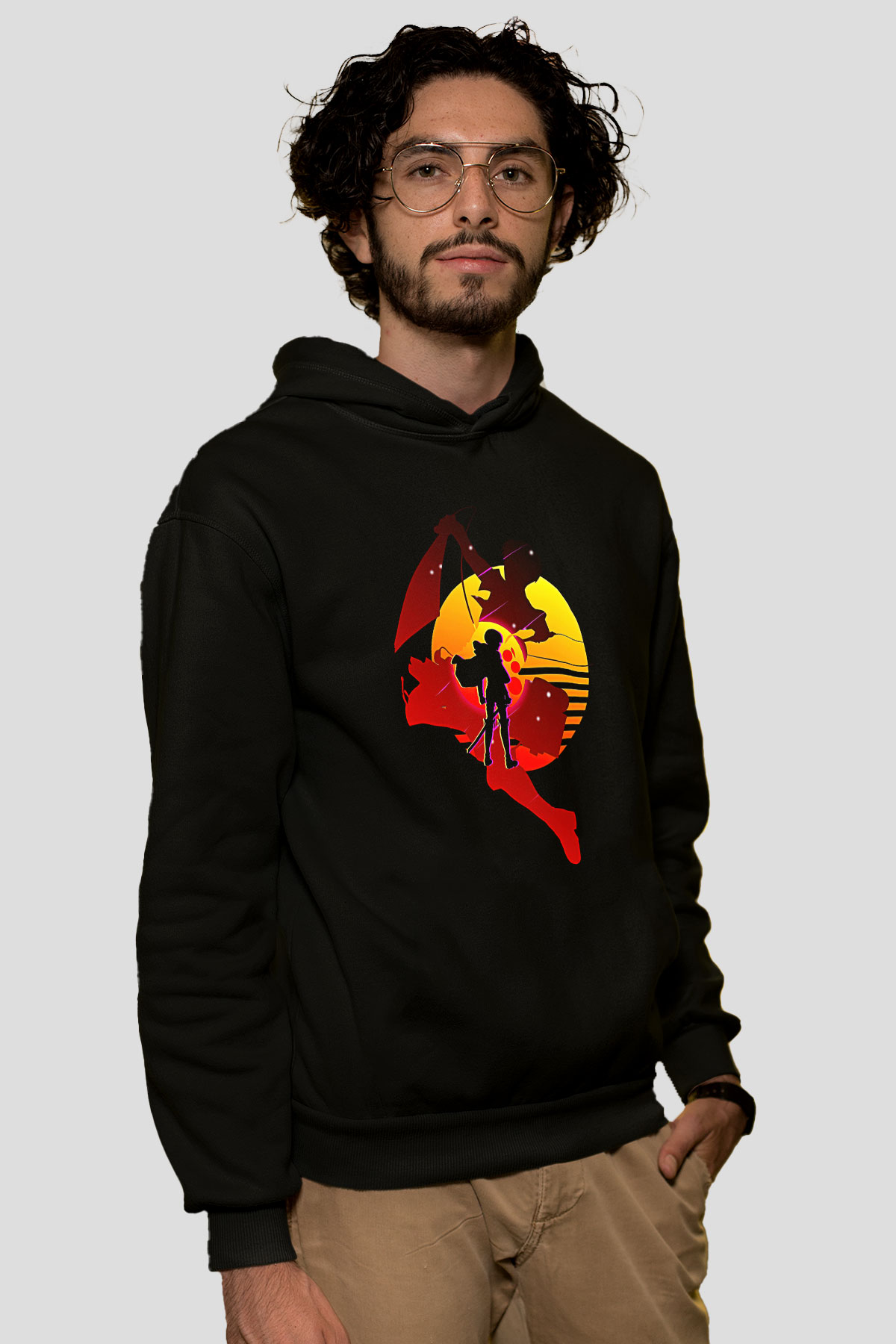 Attack On Titan Baskılı Unisex Siyah Hoodie