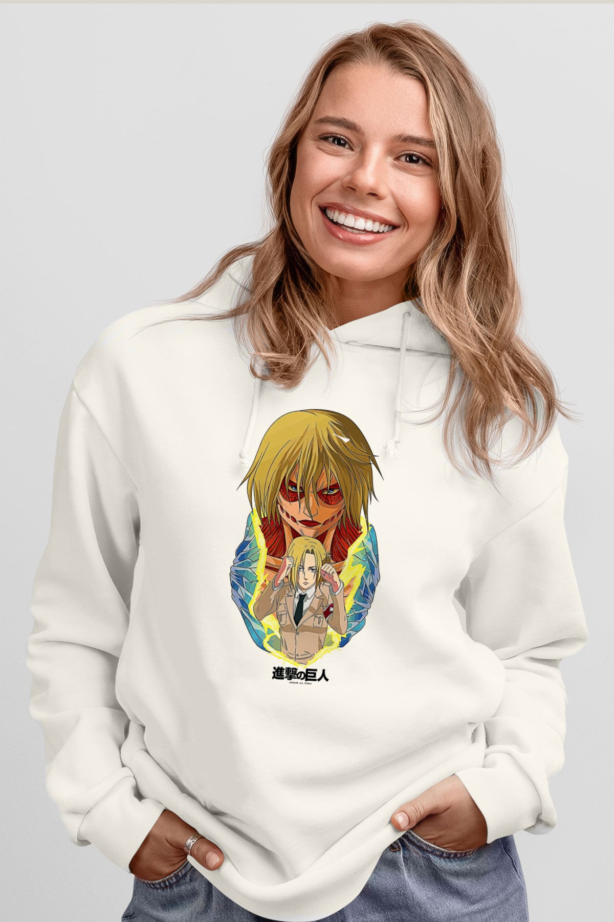 Attack On Titan Baskılı Unisex Siyah Hoodie