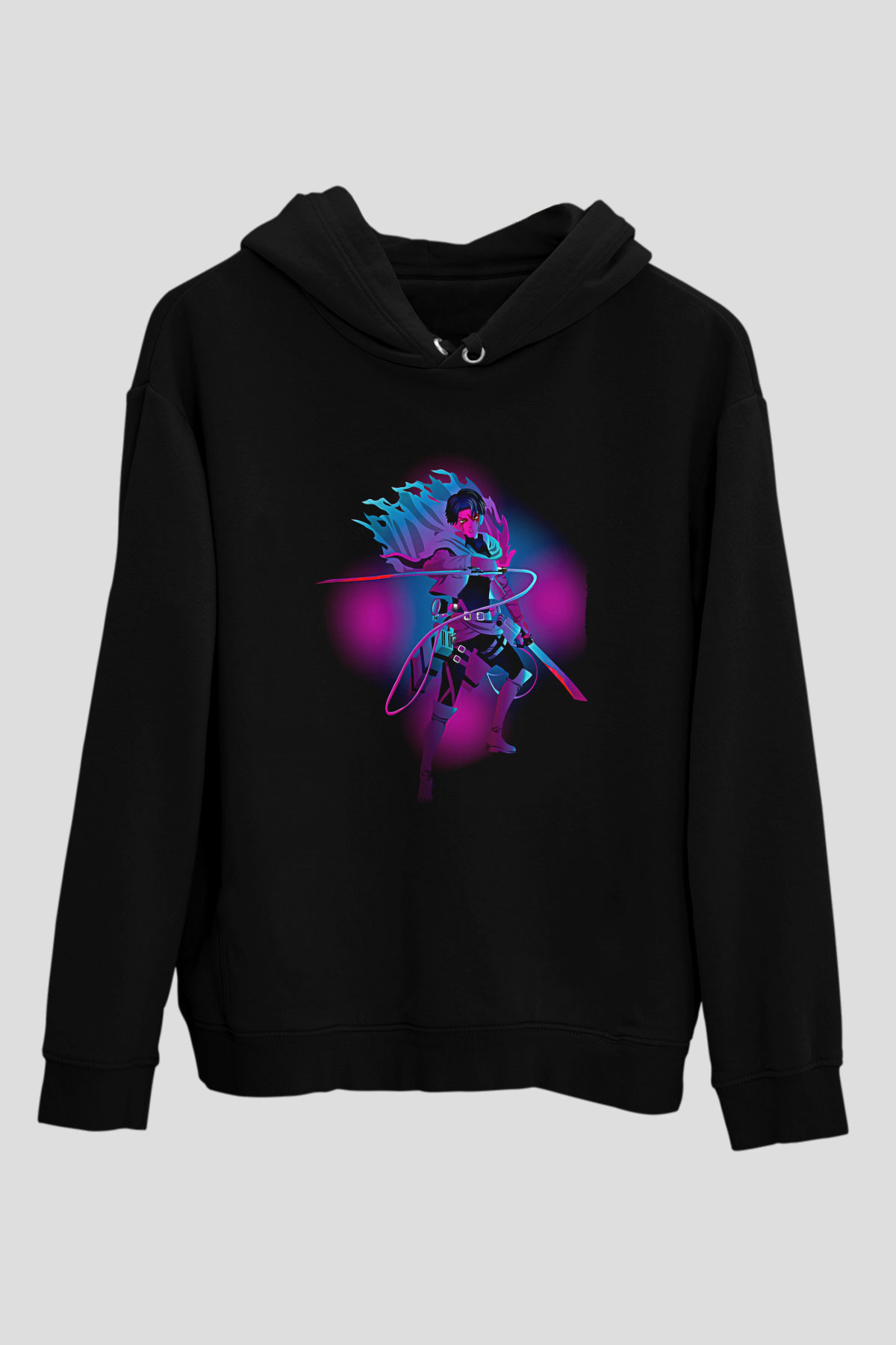 Attack On Titan Baskılı Unisex Siyah Hoodie